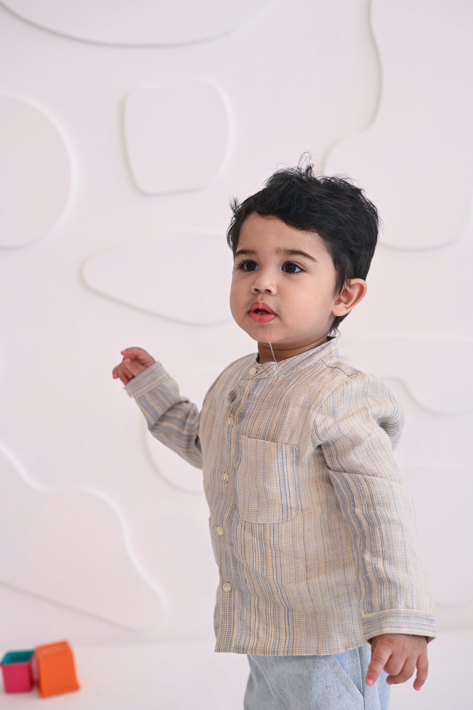 Theo Linen Shirt- Yellow And Blue Stripe