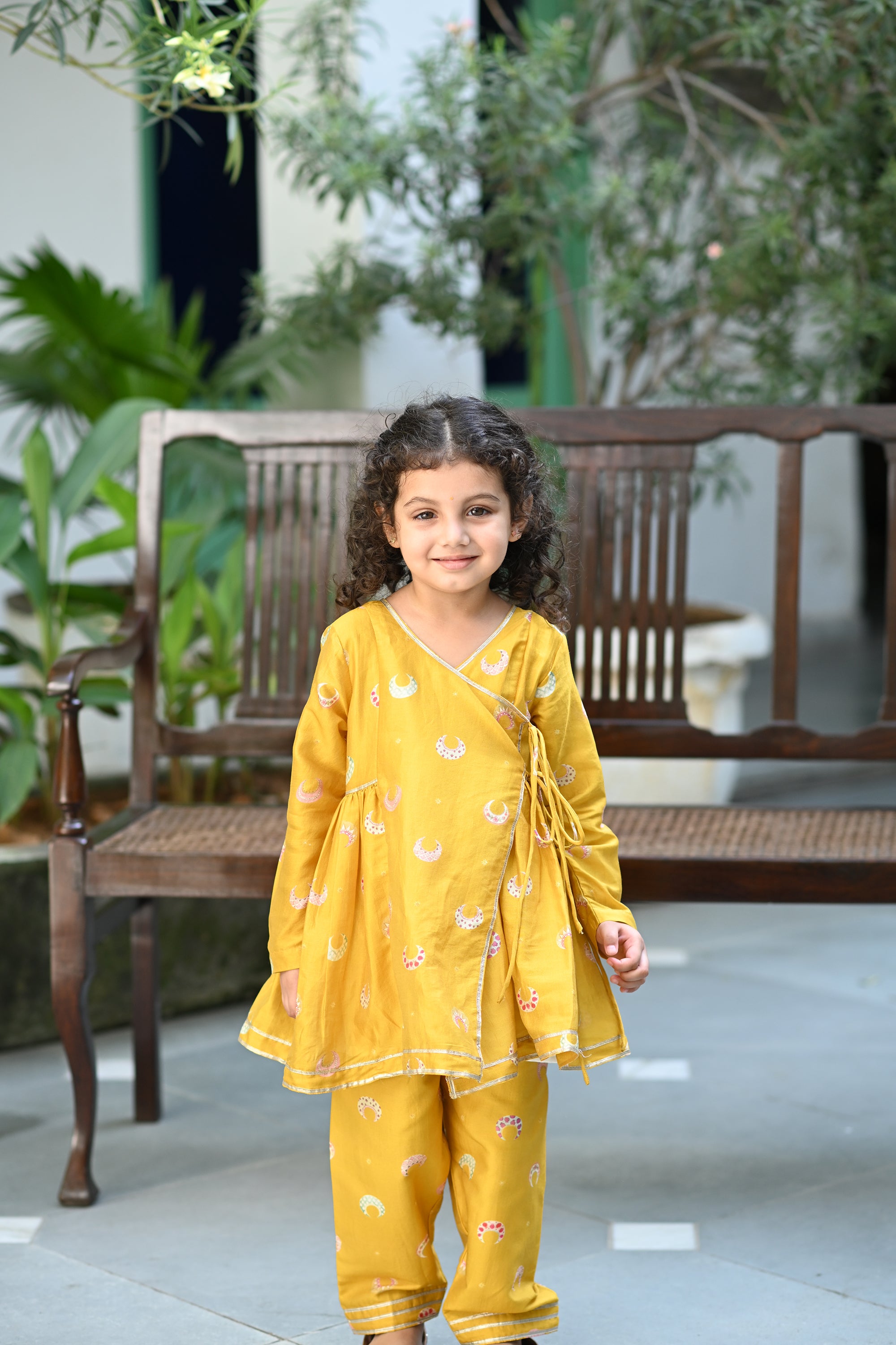 Naaz Angrakha Set - Mustard Chand Tara