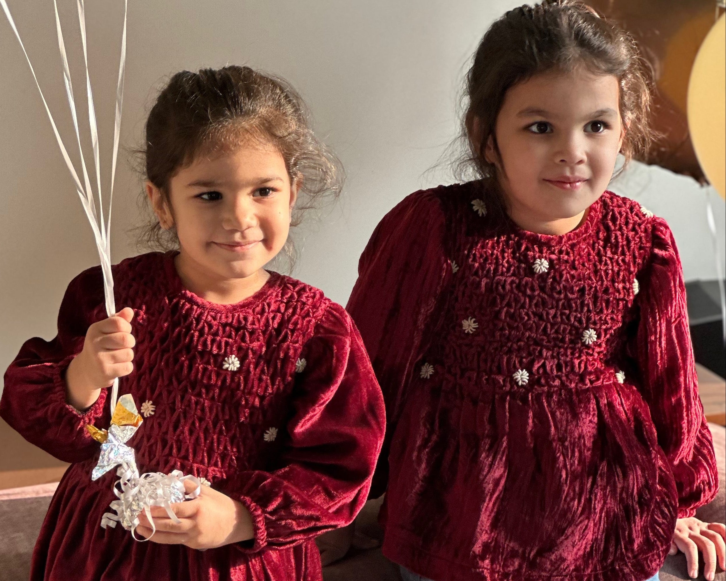 Maroon Handsmocked Velvet Dress