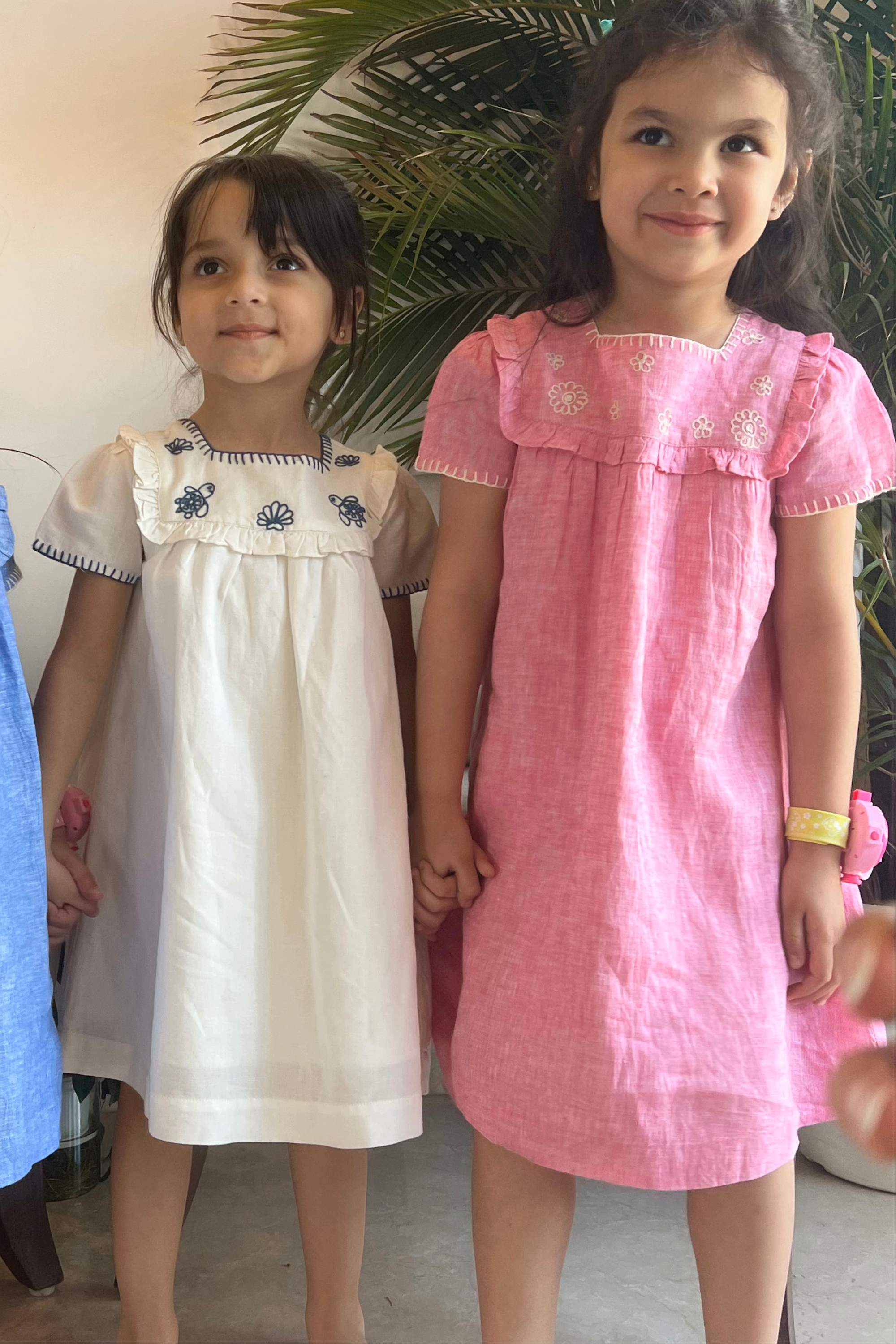 Lyla Linen Dress-Cloud White