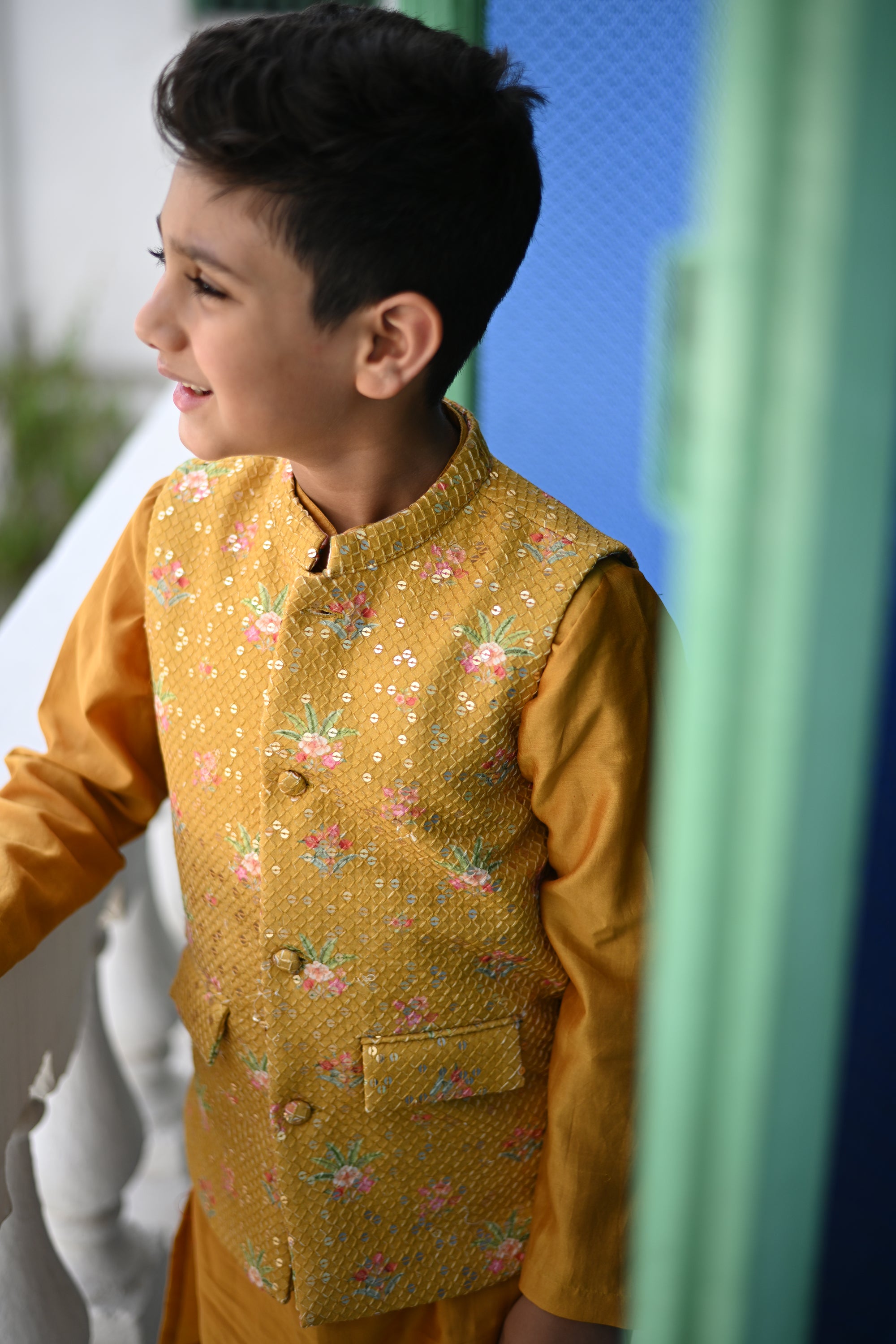 Abeer Bandhi Set- Mustard Anaar Bagh