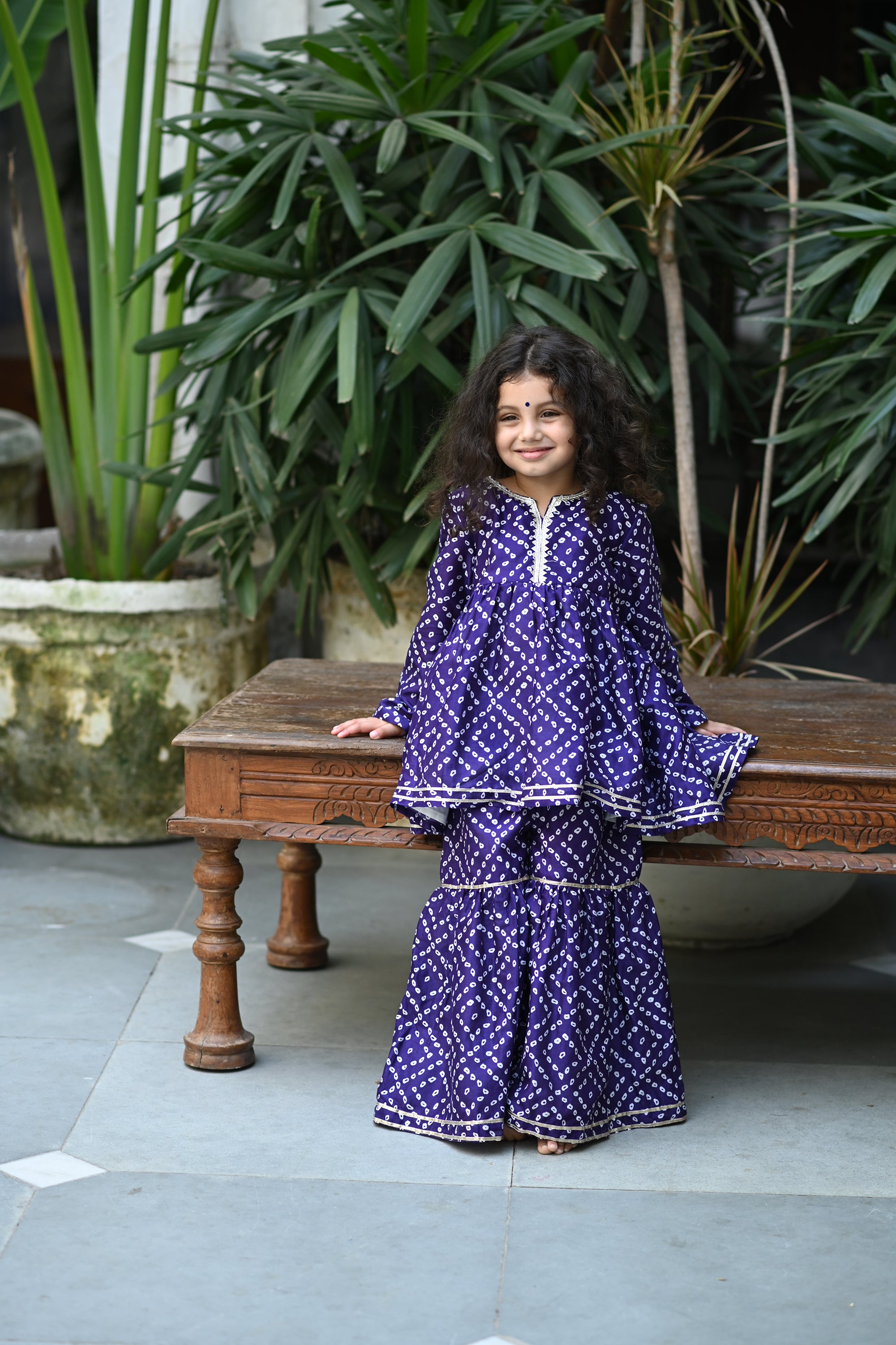 Mahanoor Gharara Set - Purple Bandhini