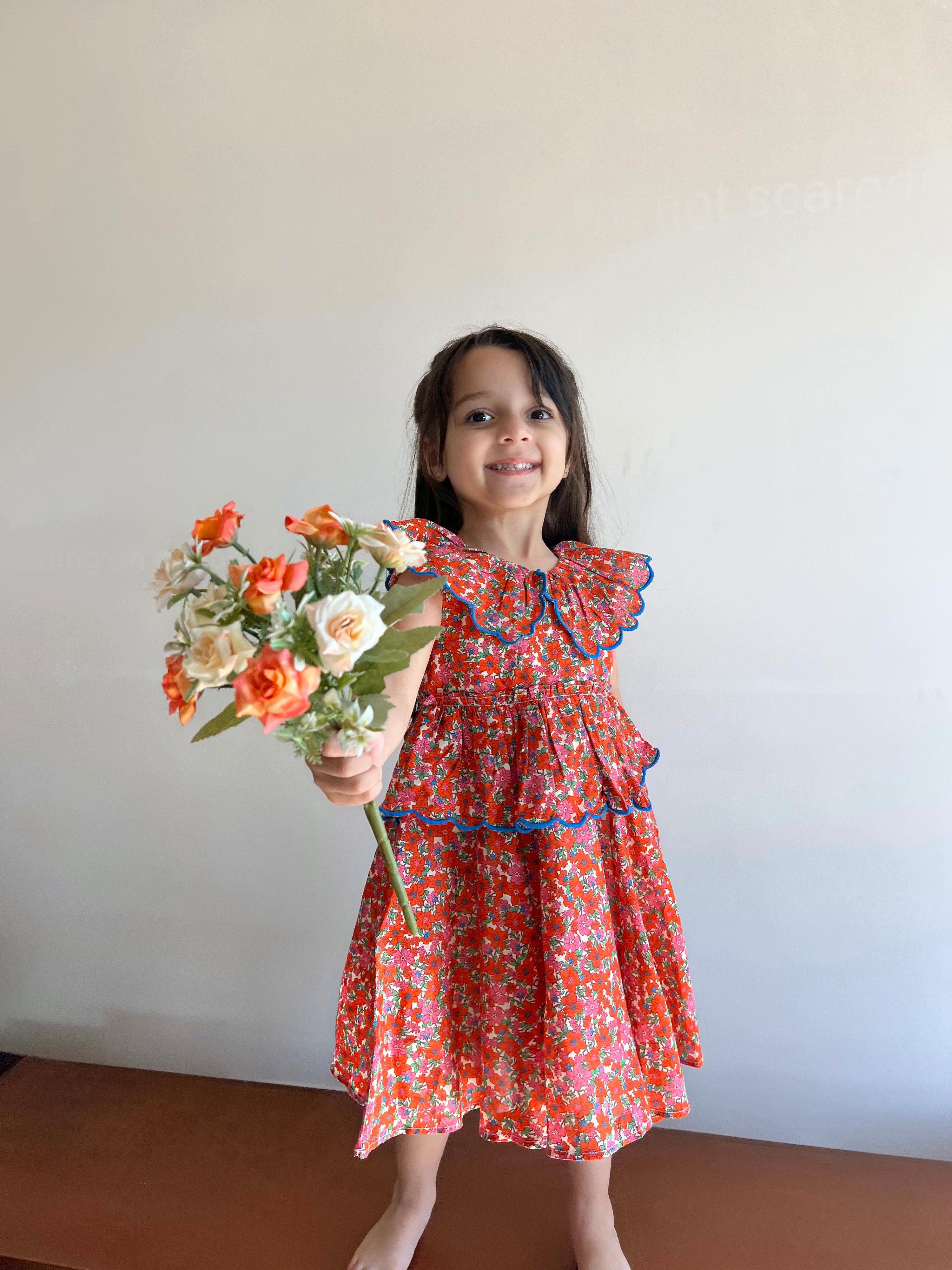 Faye Dress - Red Ditsy Floral