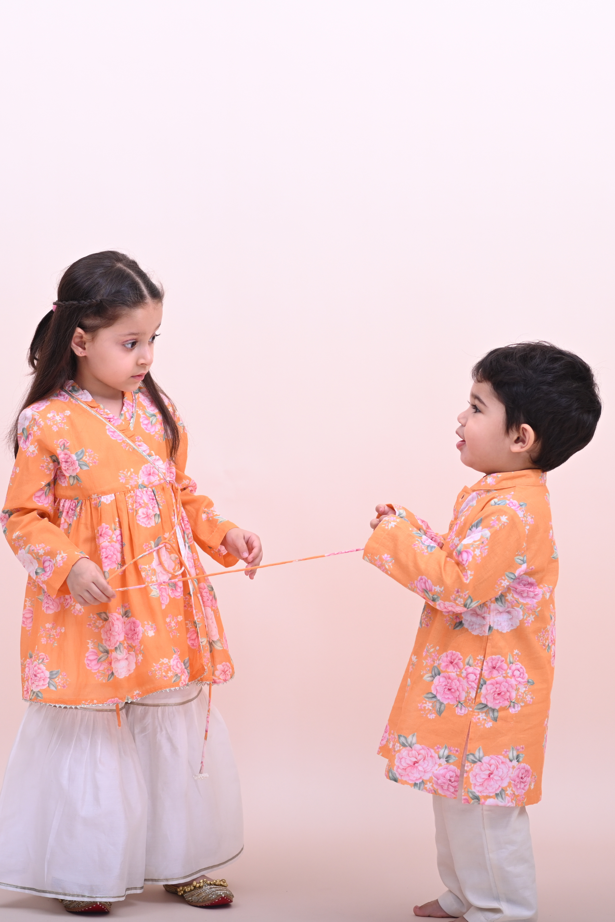 Gulnaz Gharara Set - Orange Phool Angan