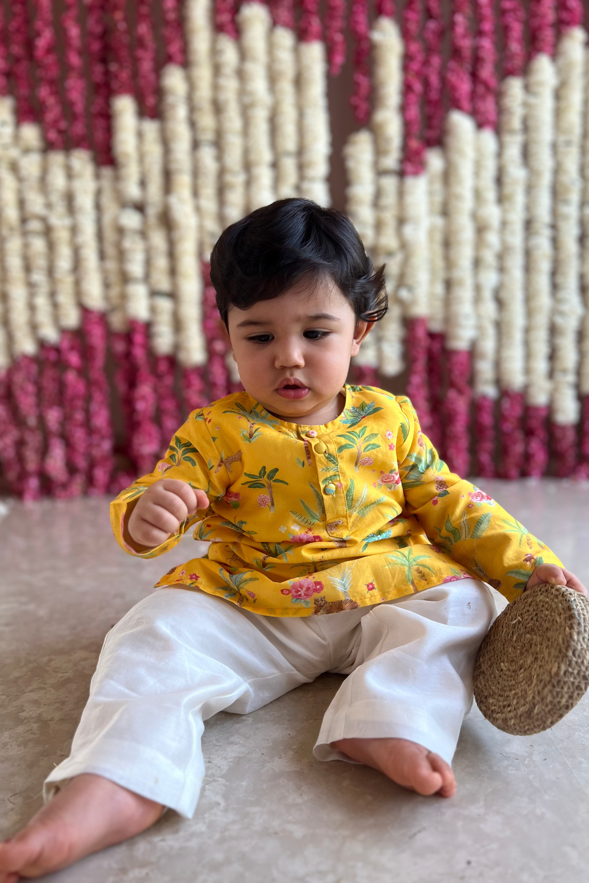 Miraan Kurta and Pyjama Set - Sunrise Yellow Sher Bagh