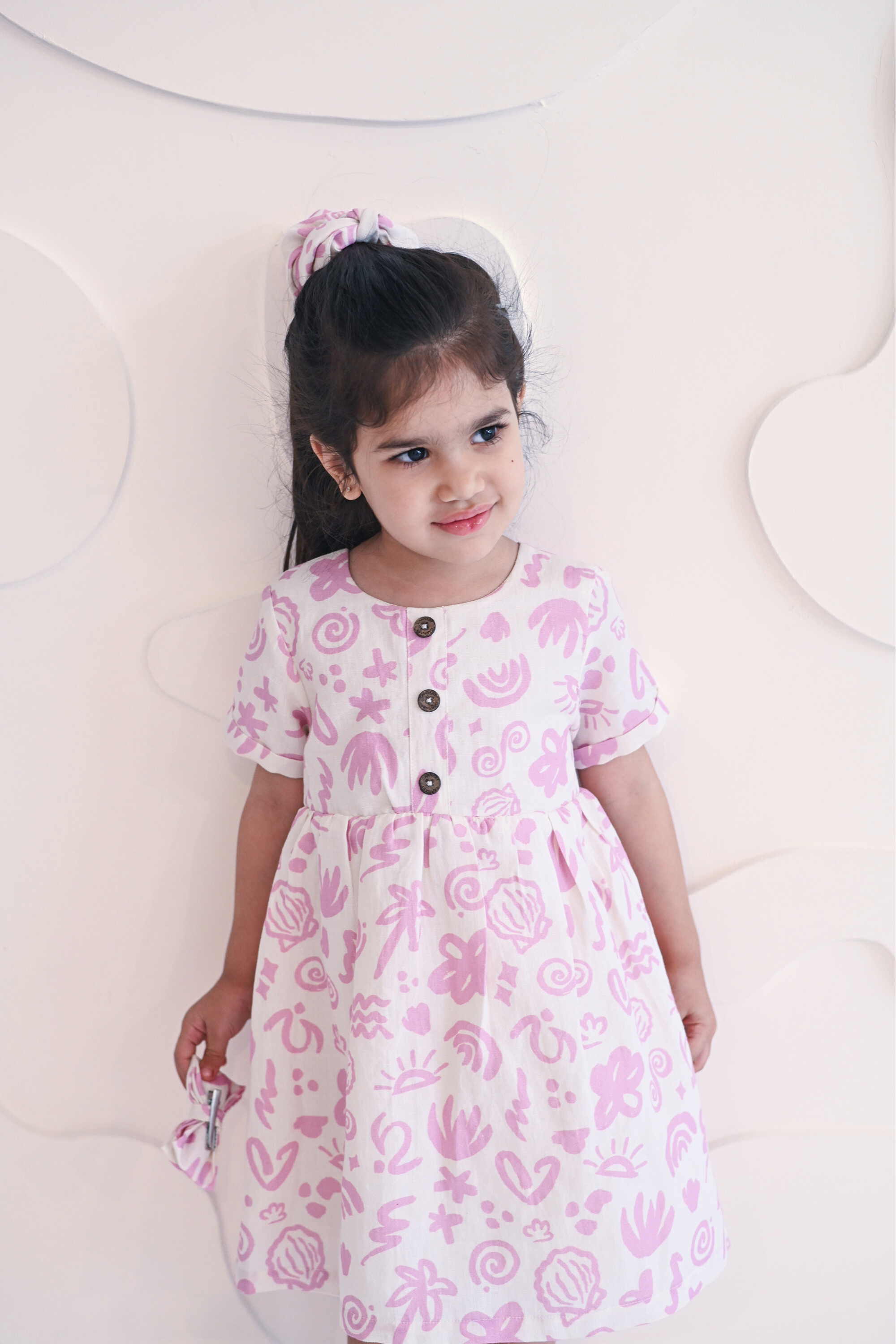 Harbor Dress - Pink Seaside Doodles