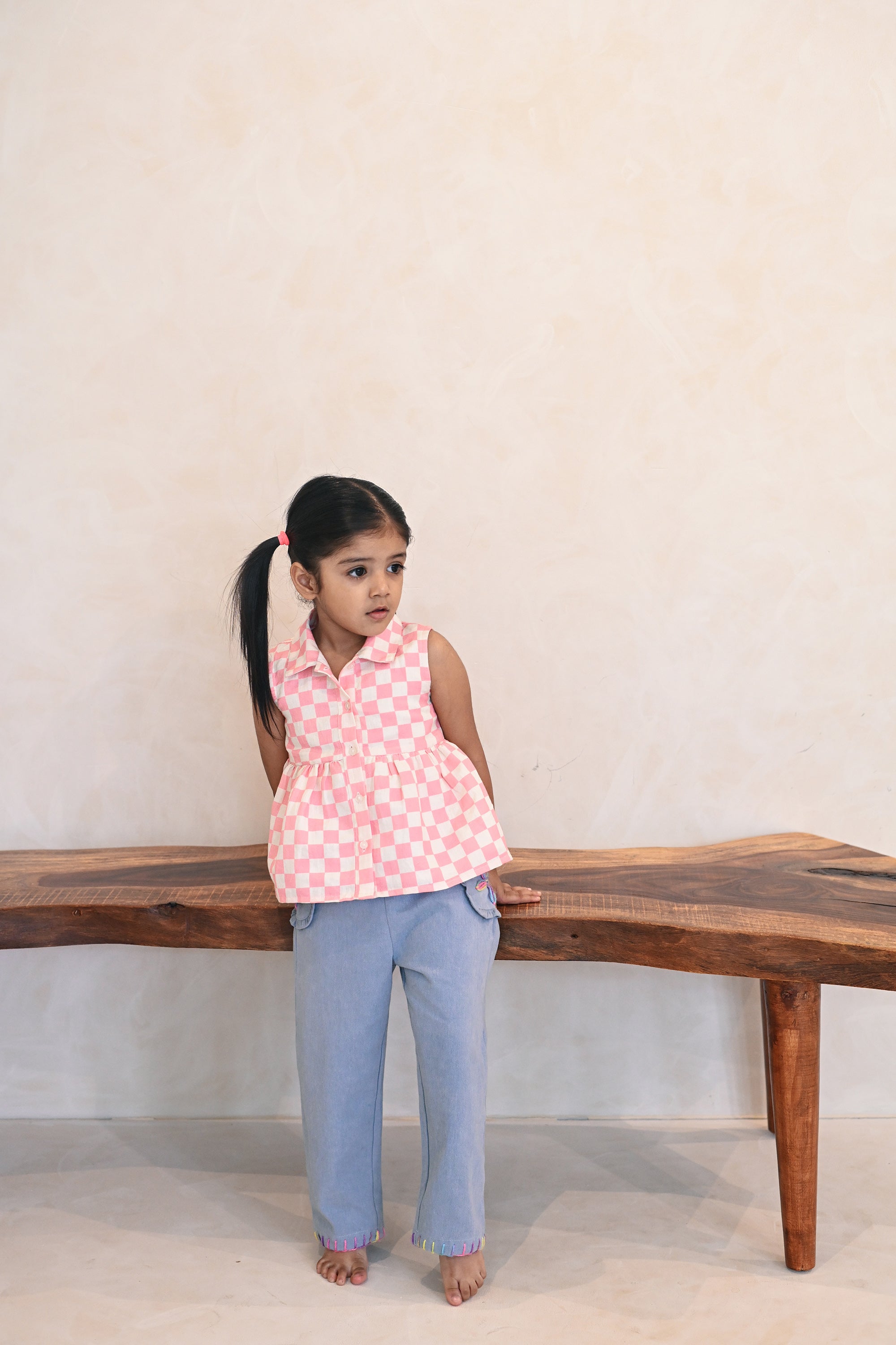 Daphne Top - Pink Check