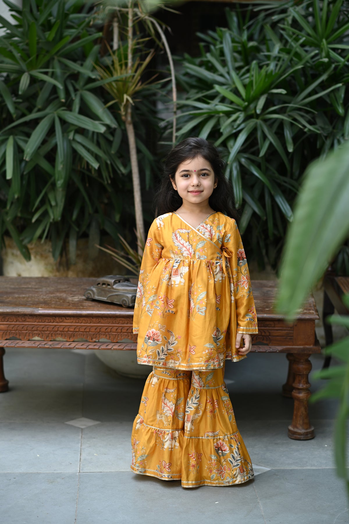 Reet Angrakha Sharara Set - Mustard Jungle Reverie