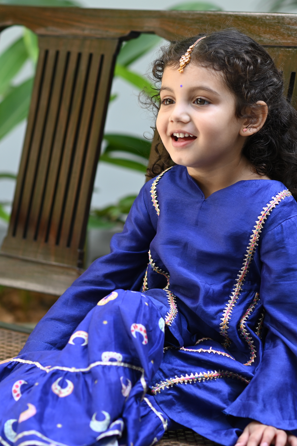 Naintara Gharara set - Royal Blue Chand