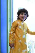 Aryaman Kurta Set - Mustard Palm Serenade