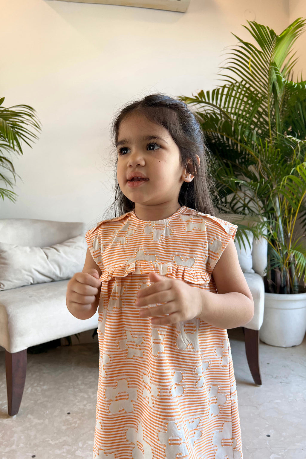 Florence Jacquard Dress - Tangerine