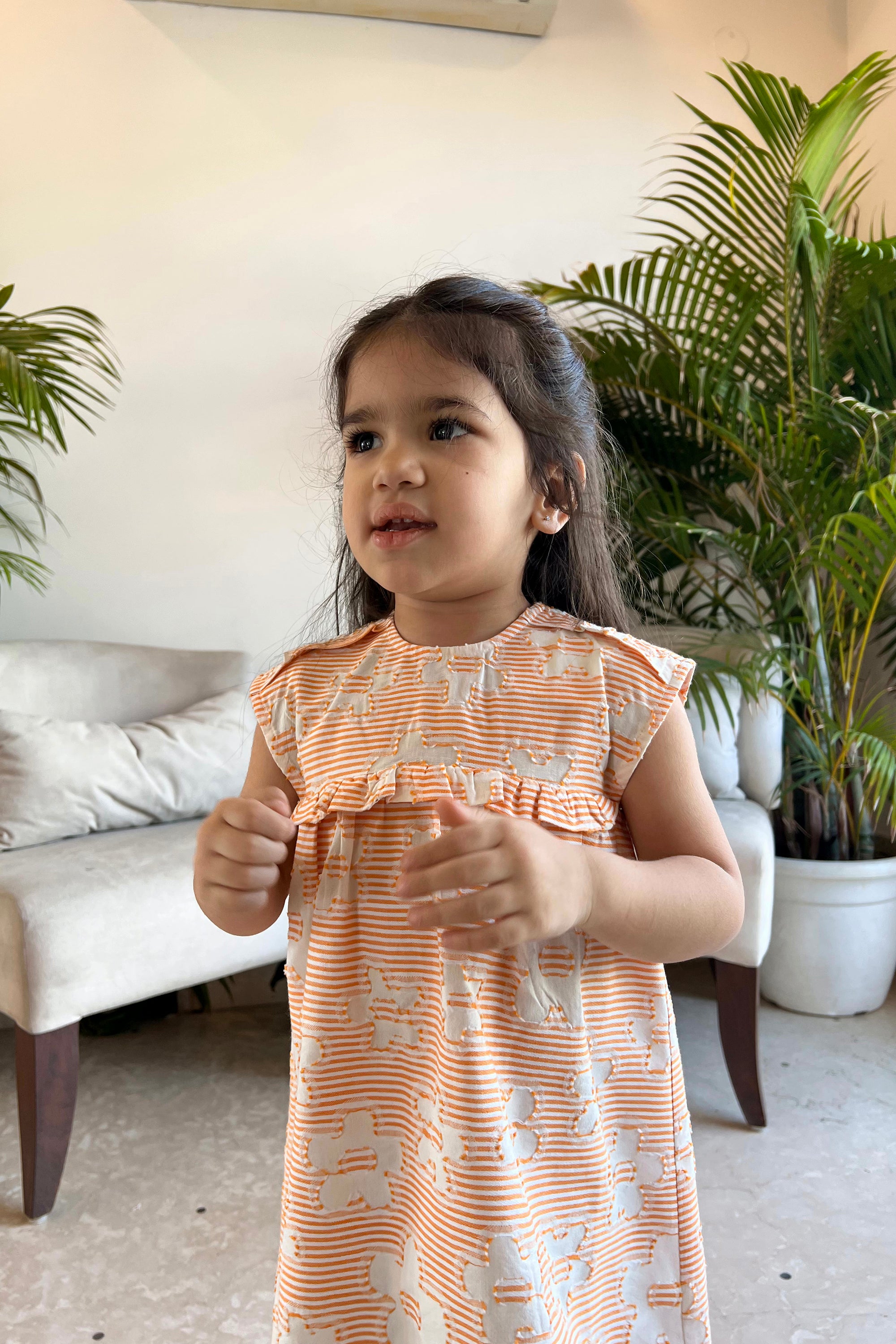 Florence Jacquard Dress - Tangerine