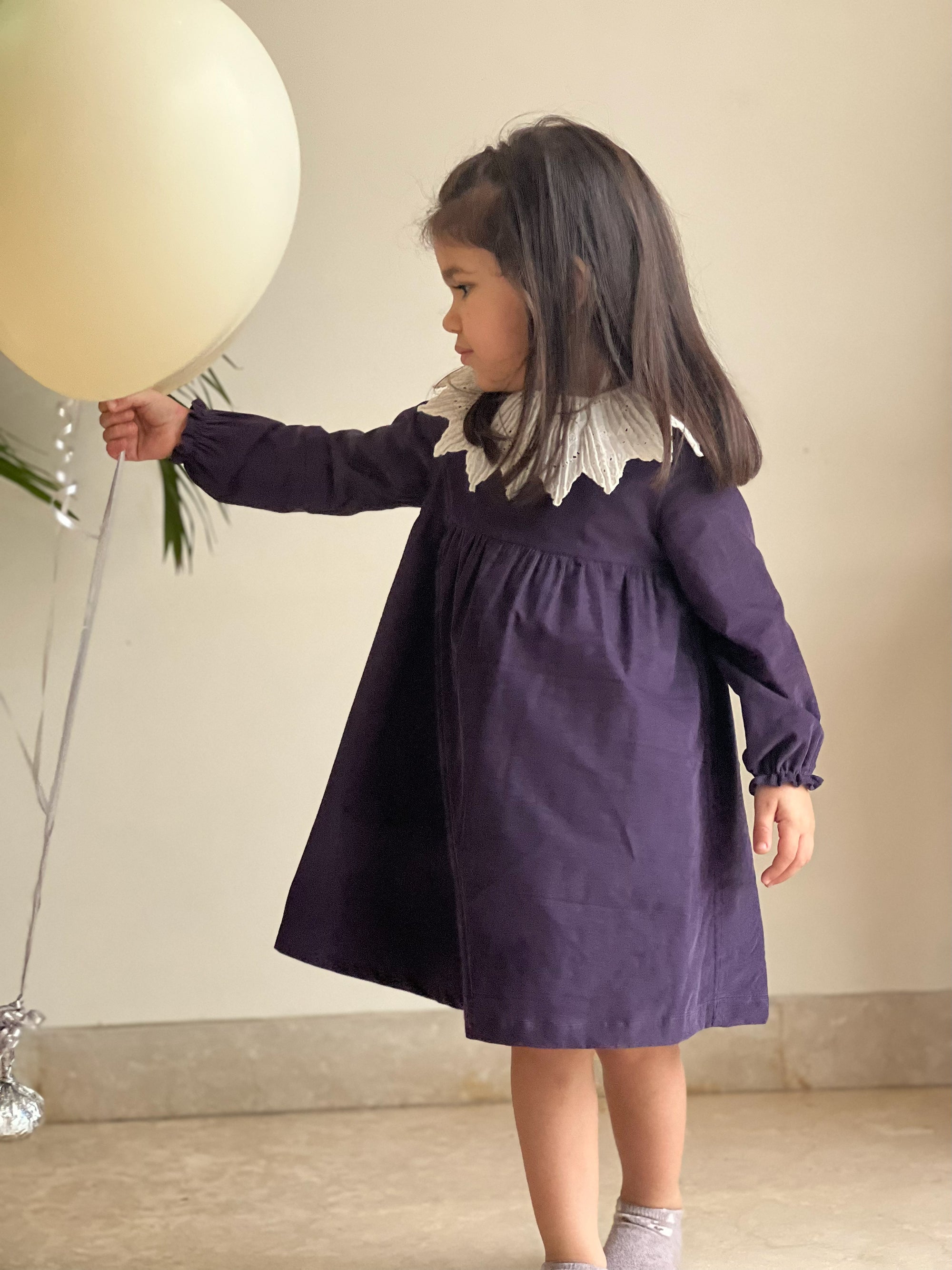 Purple Cord Collar Dress