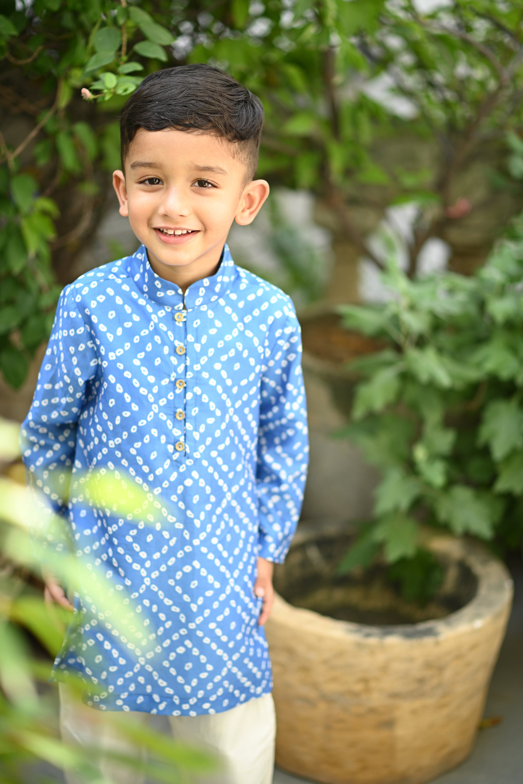 Zameer Kurta And Pyjama Set-Blue Bandhini
