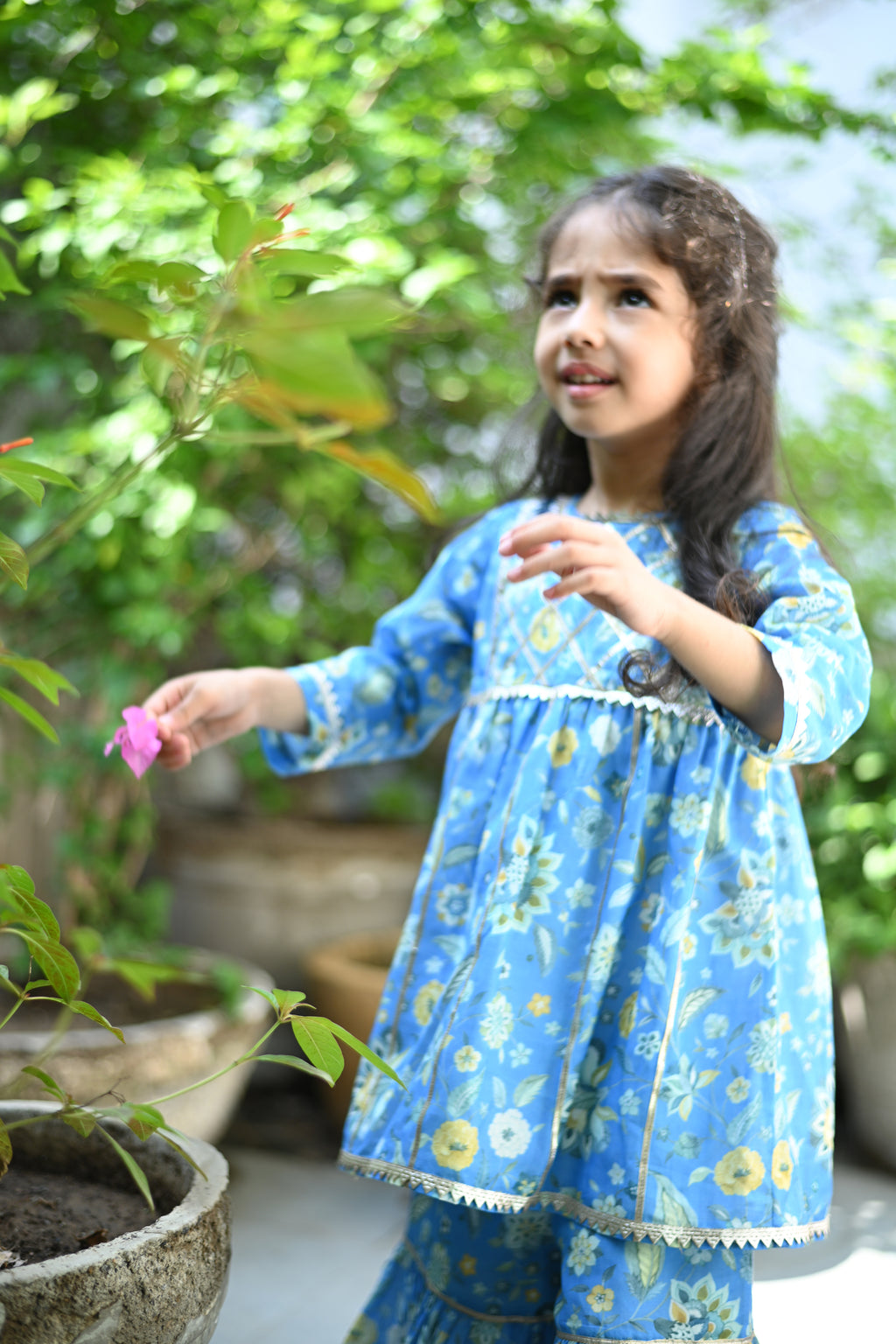 Rhea Gharara Set-Sky Blue Chintz