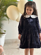 Silk Velvet Collar Dress