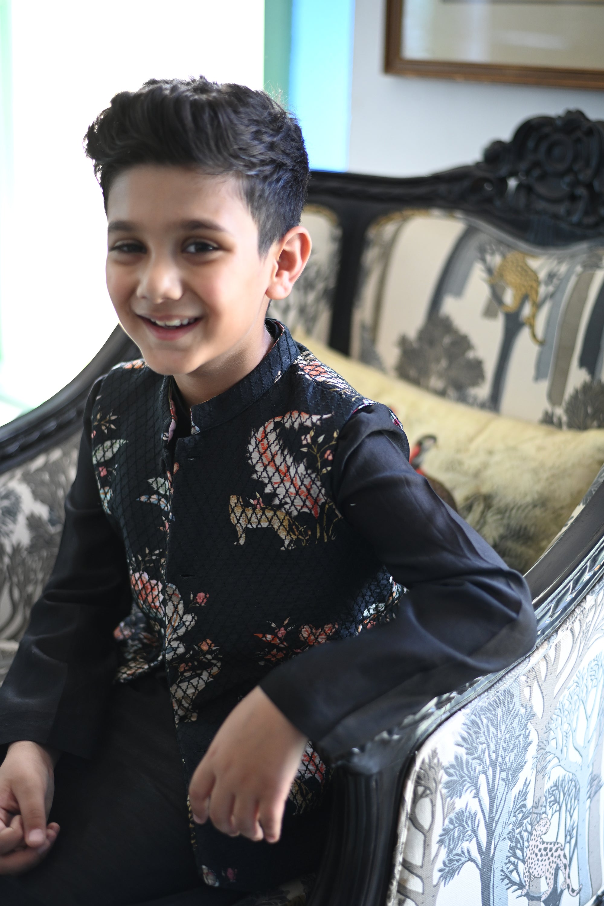 Fateh Bandhi Set- Black Haathi Chintz