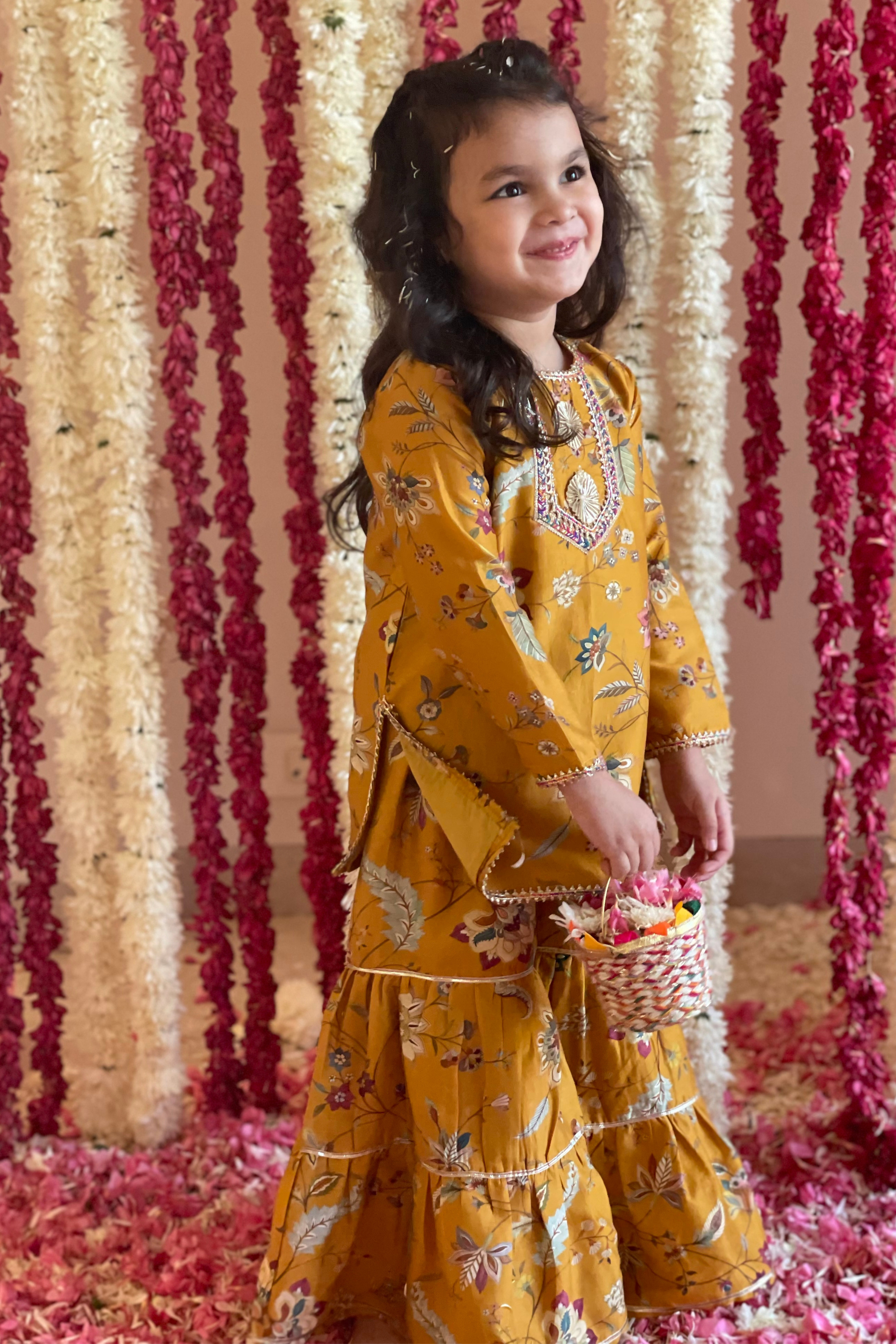 Vera Gharara Set - Mustard Lotus Cascade