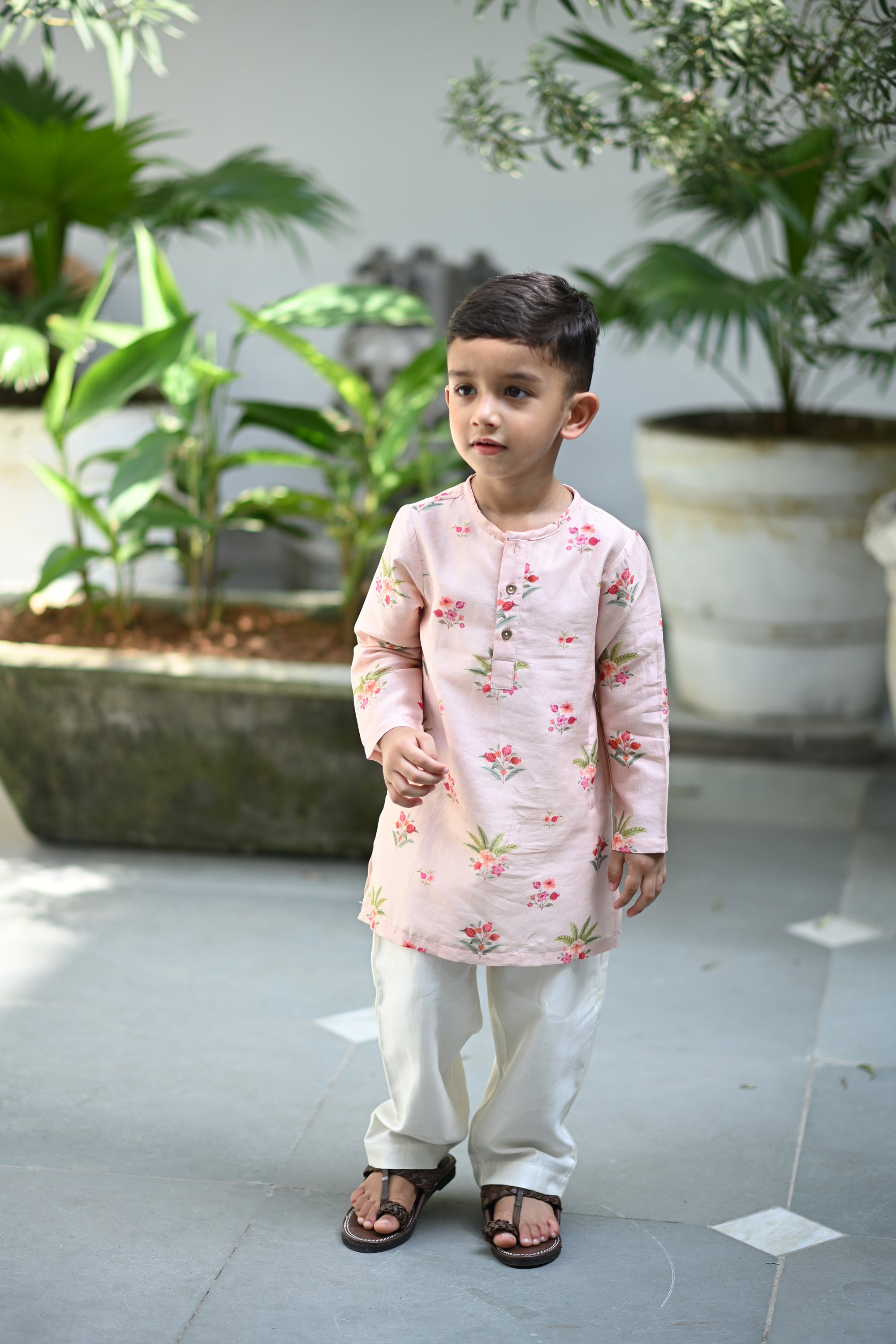 Zorawar Kurta And Pyjama Set-Pink Anaar Bagh