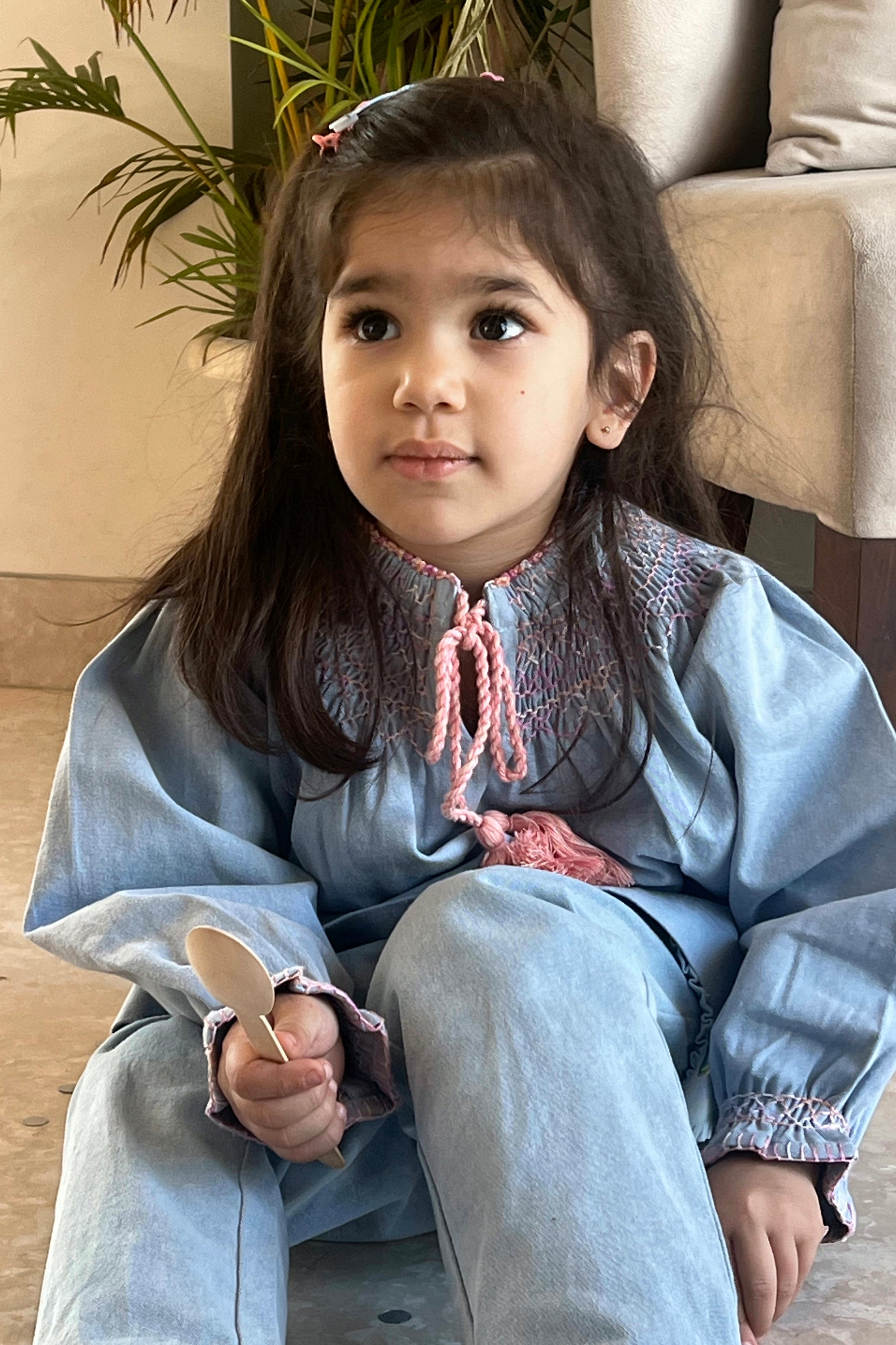 Grace Handsmocked Blouse- Blue