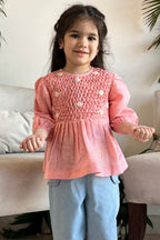 Nora Handsmoked Top - Pink Linen