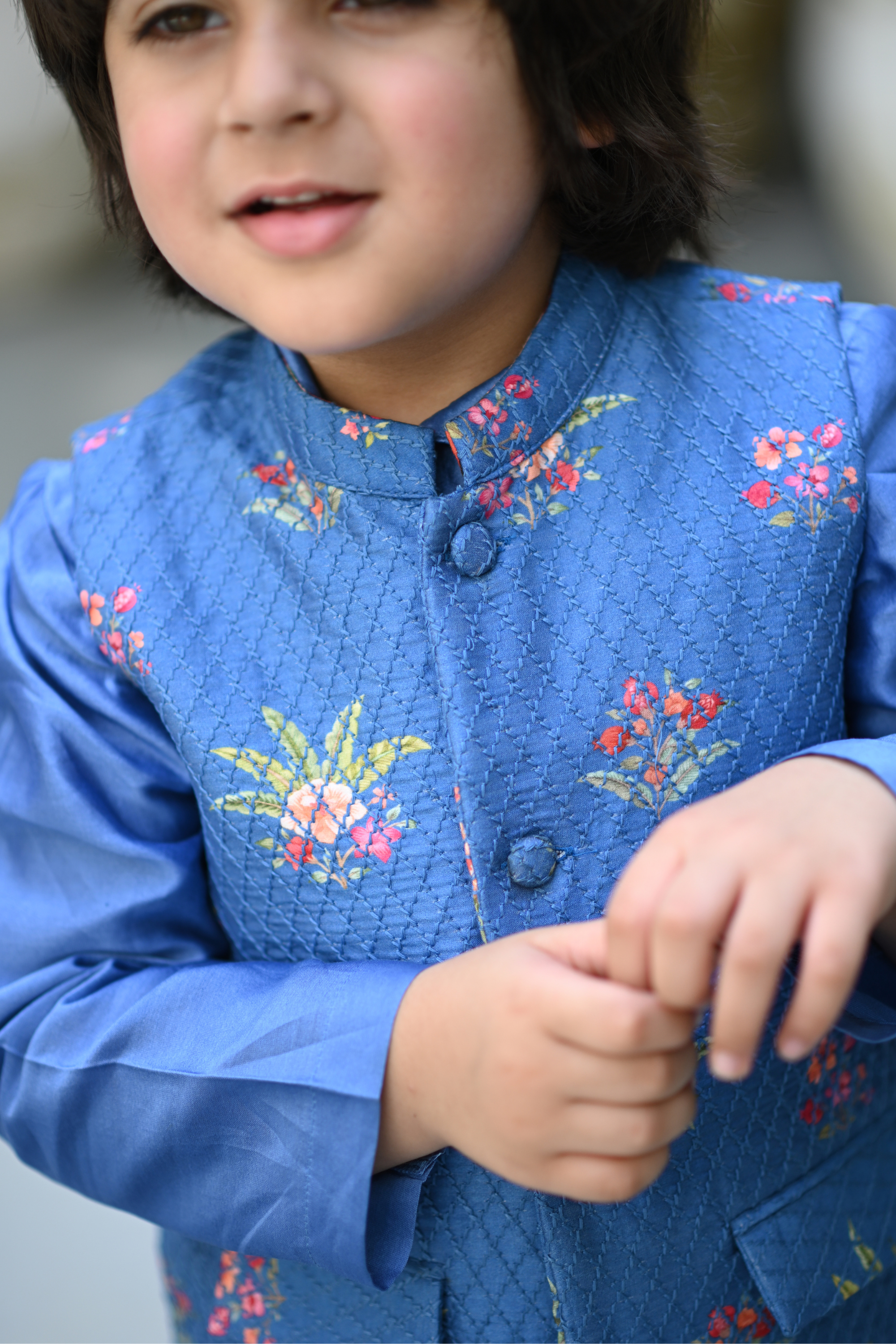 Uday Bandhi Set - Electric Blue Pom Boota
