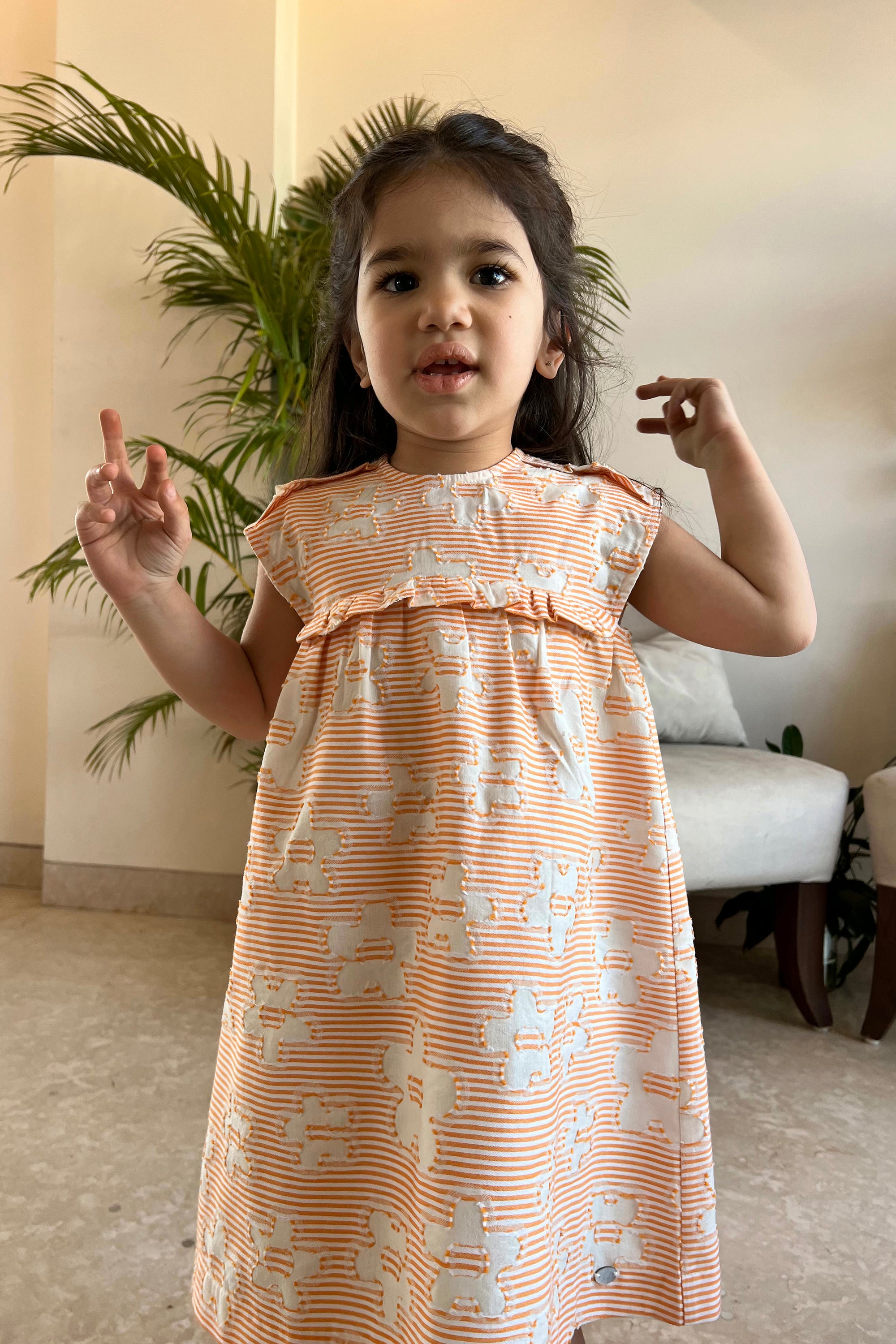 Florence Jacquard Dress - Tangerine