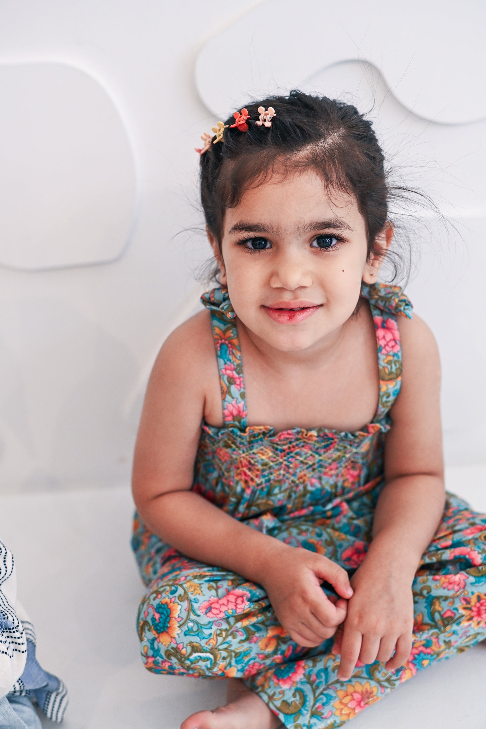 Sophie Handsmocked Set - Cream Tropic Fronds