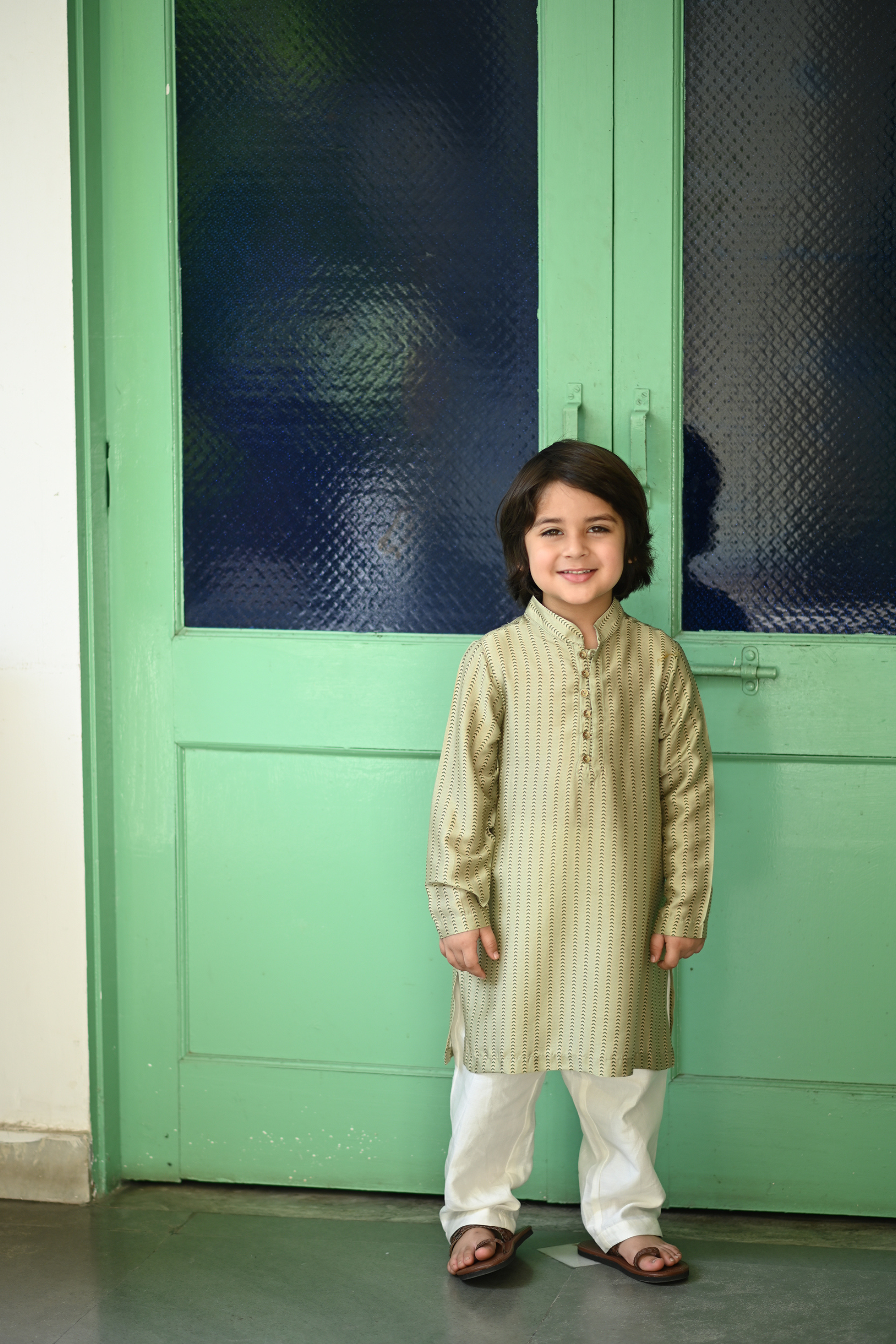 Udayveer Kurta And Pyjama Set - Sage Stripe