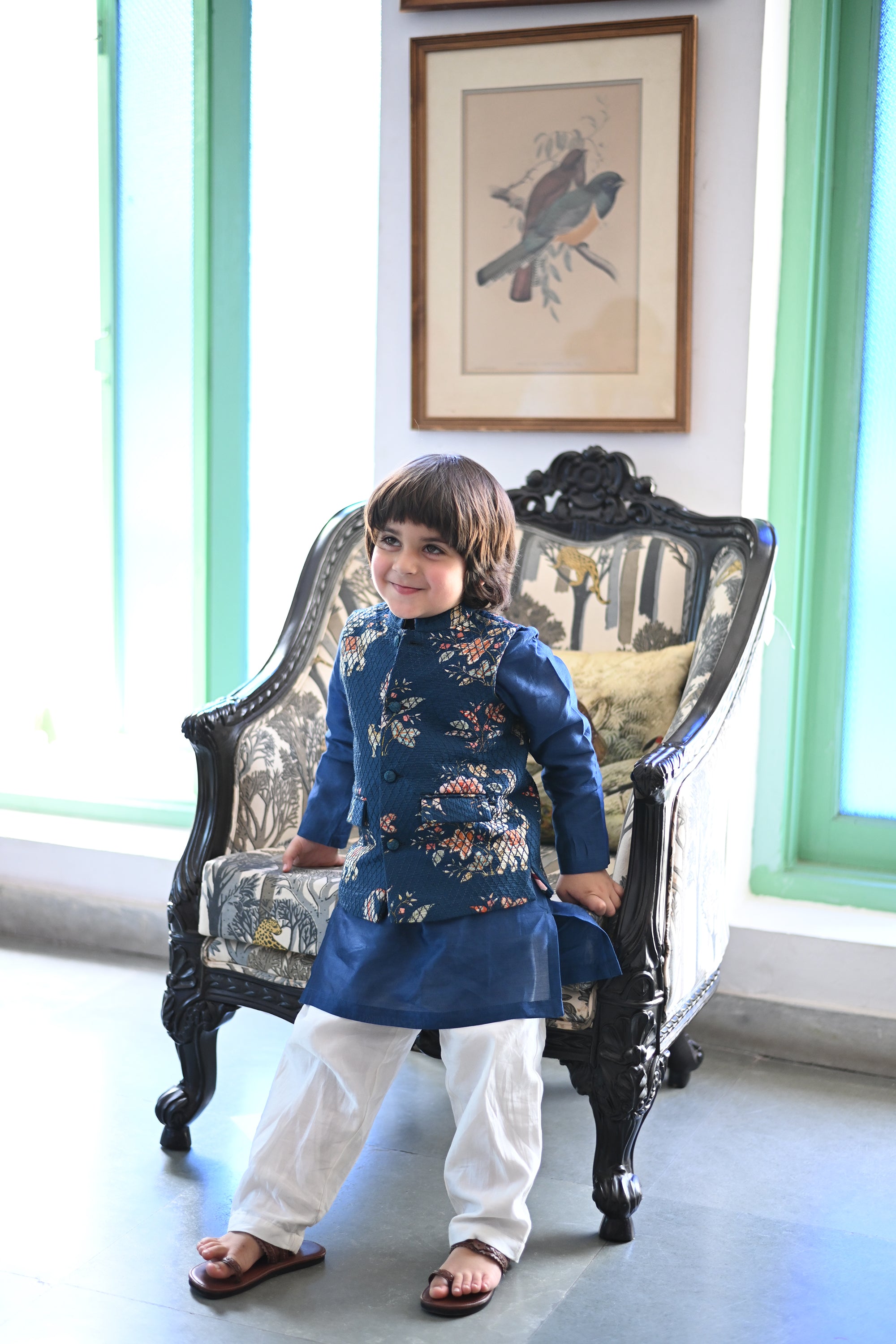 Fateh Bandhi Set- Navy Haathi Chintz