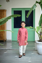 Zameer Kurta And Pyjama Set-Red Bandhini