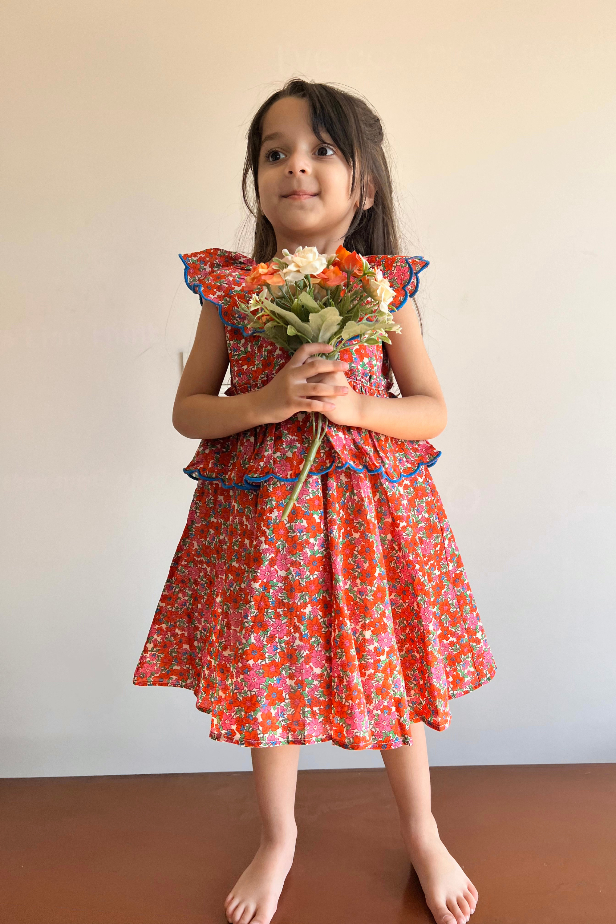 Faye Dress - Red Ditsy Floral