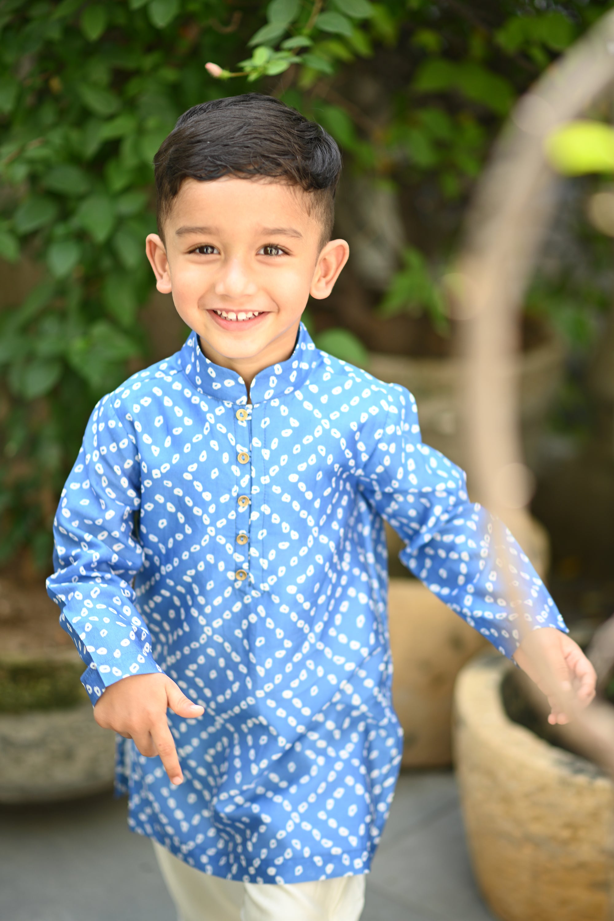 Zameer Kurta And Pyjama Set-Blue Bandhini
