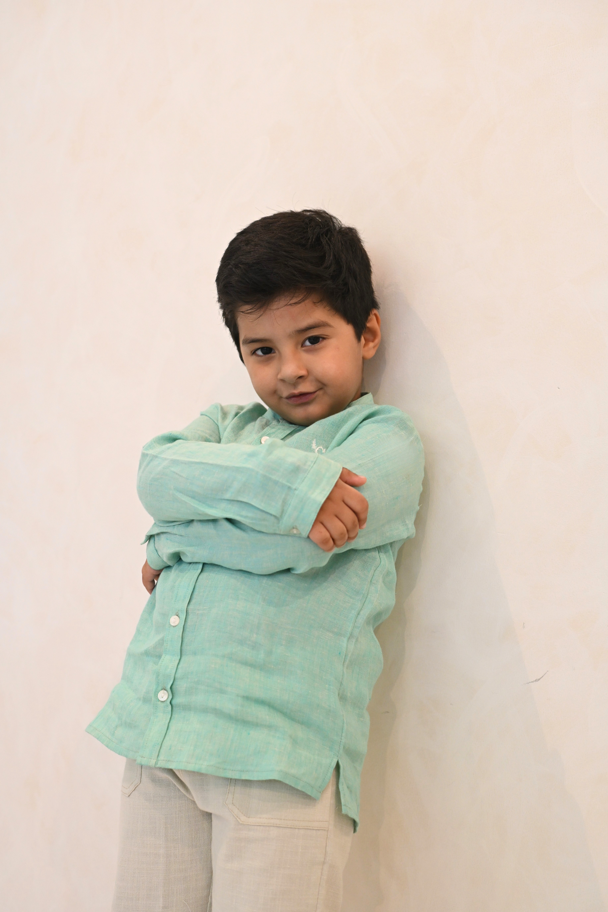 Leo Linen Shirt  - Aquamarine