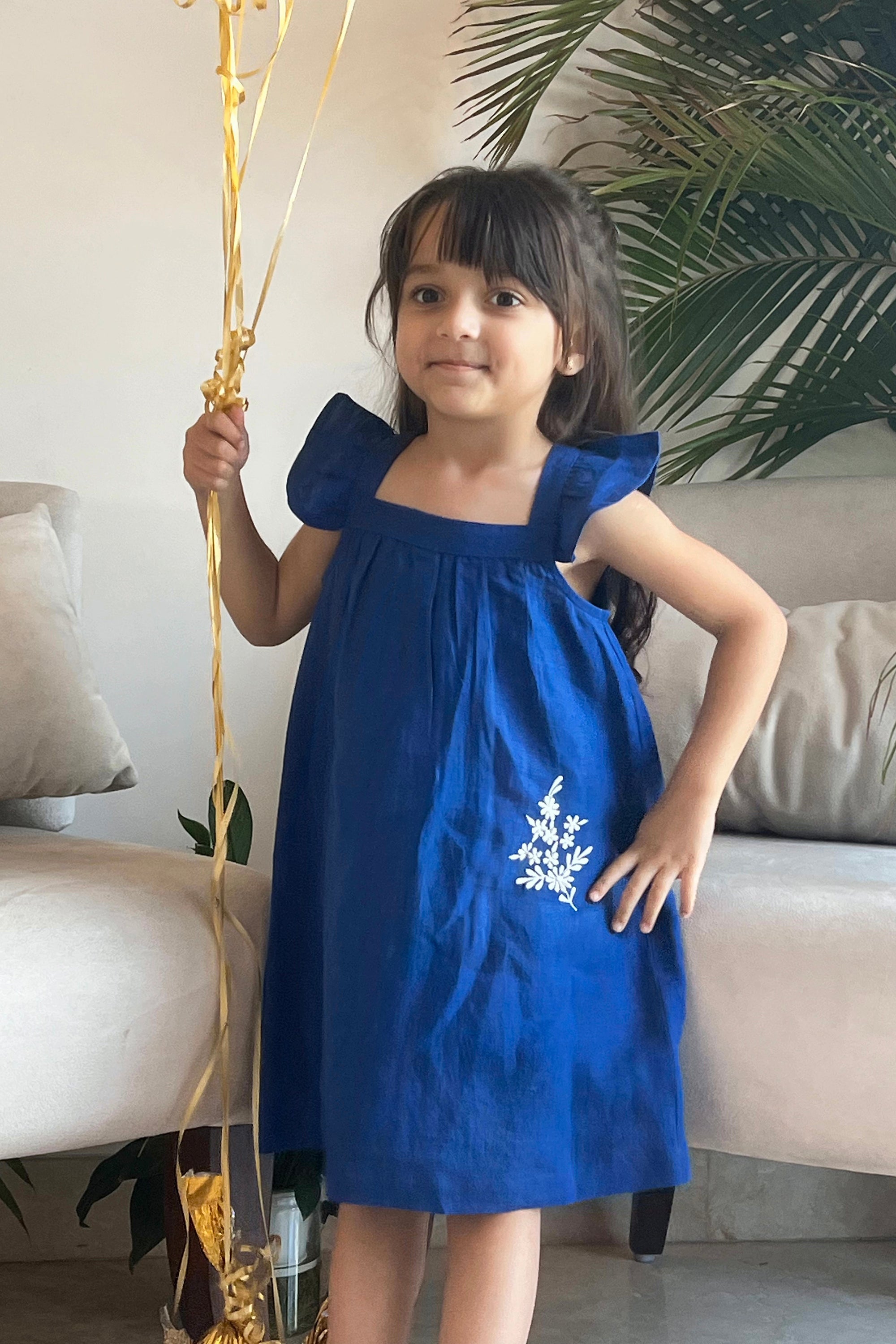 Elina Linen Dress -  Blue
