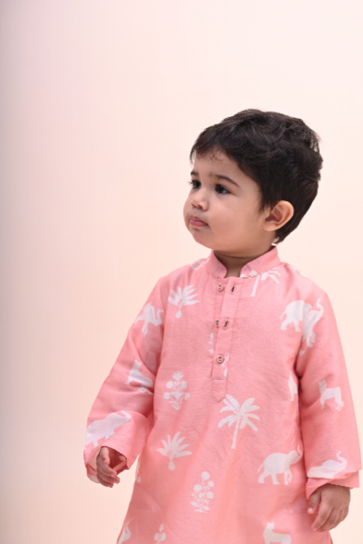 Anant Kurta Set - Pink Palm Serenade