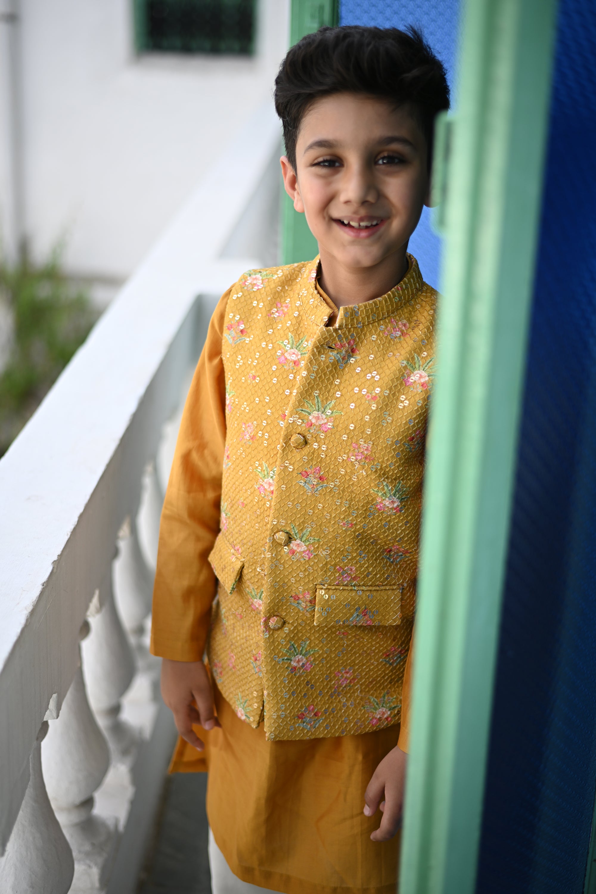 Abeer Bandhi Set- Mustard Anaar Bagh