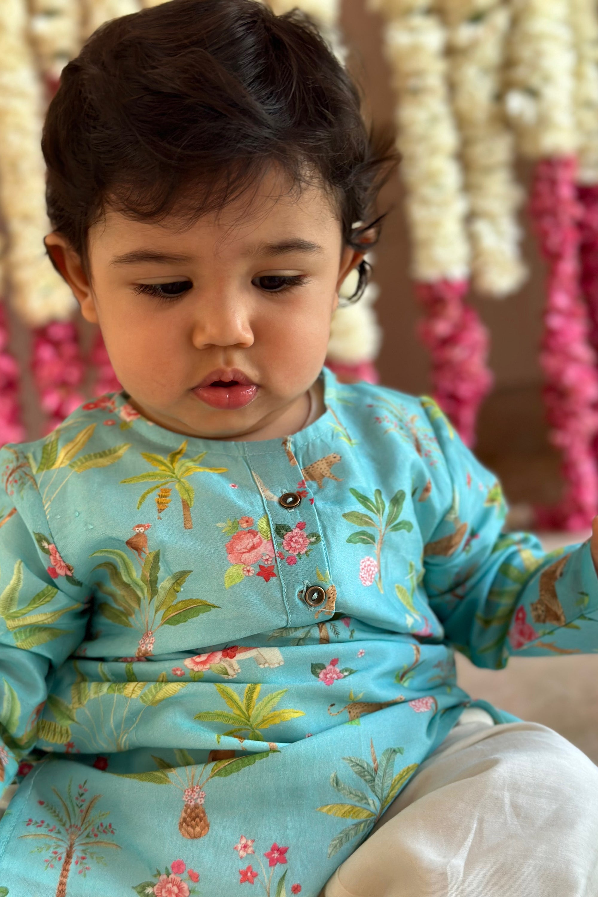 Miraan Kurta and Pyjama Set - Sky Blue Sher Bagh
