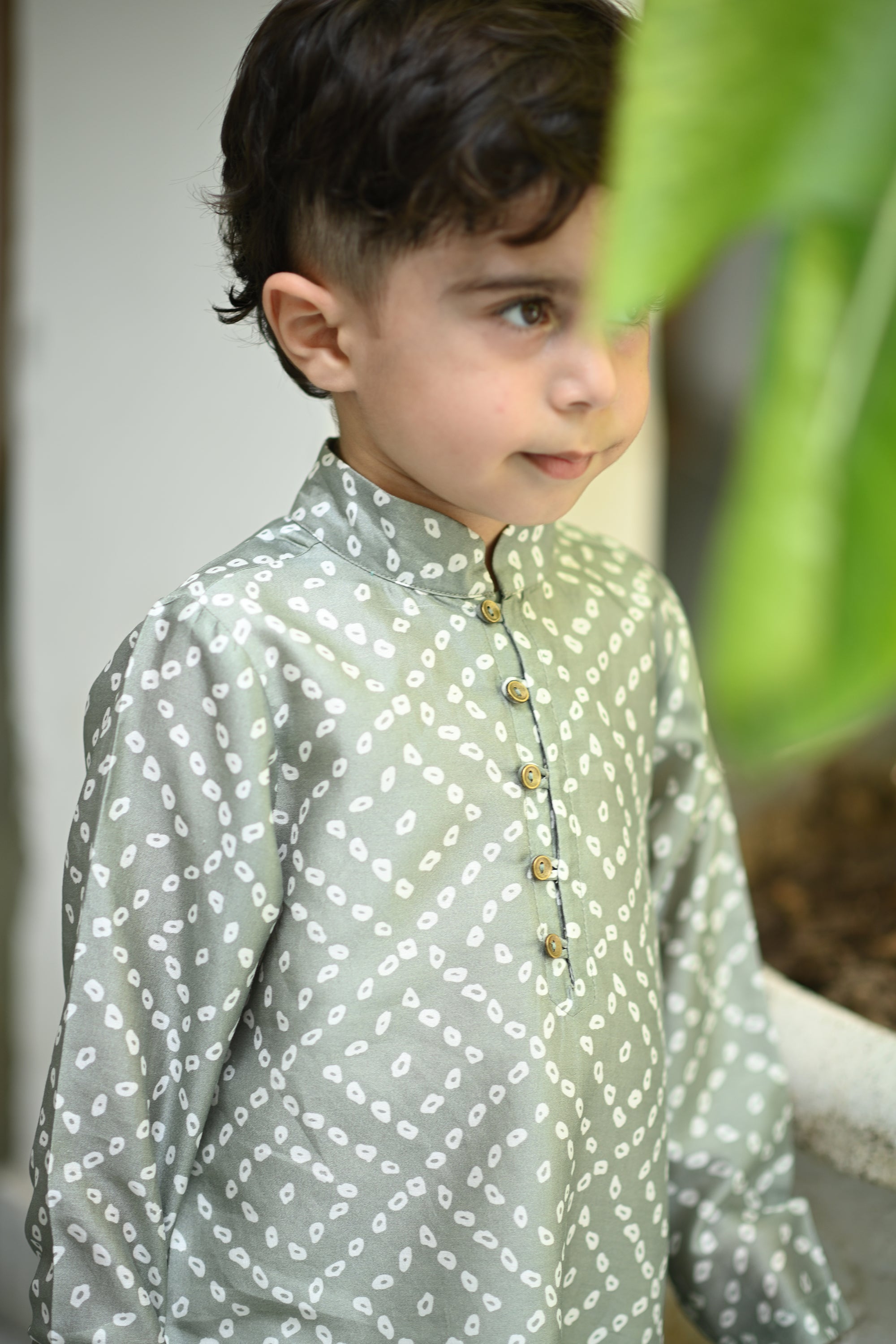 Zameer Kurta And Pyjama Set-Grey Bandhini