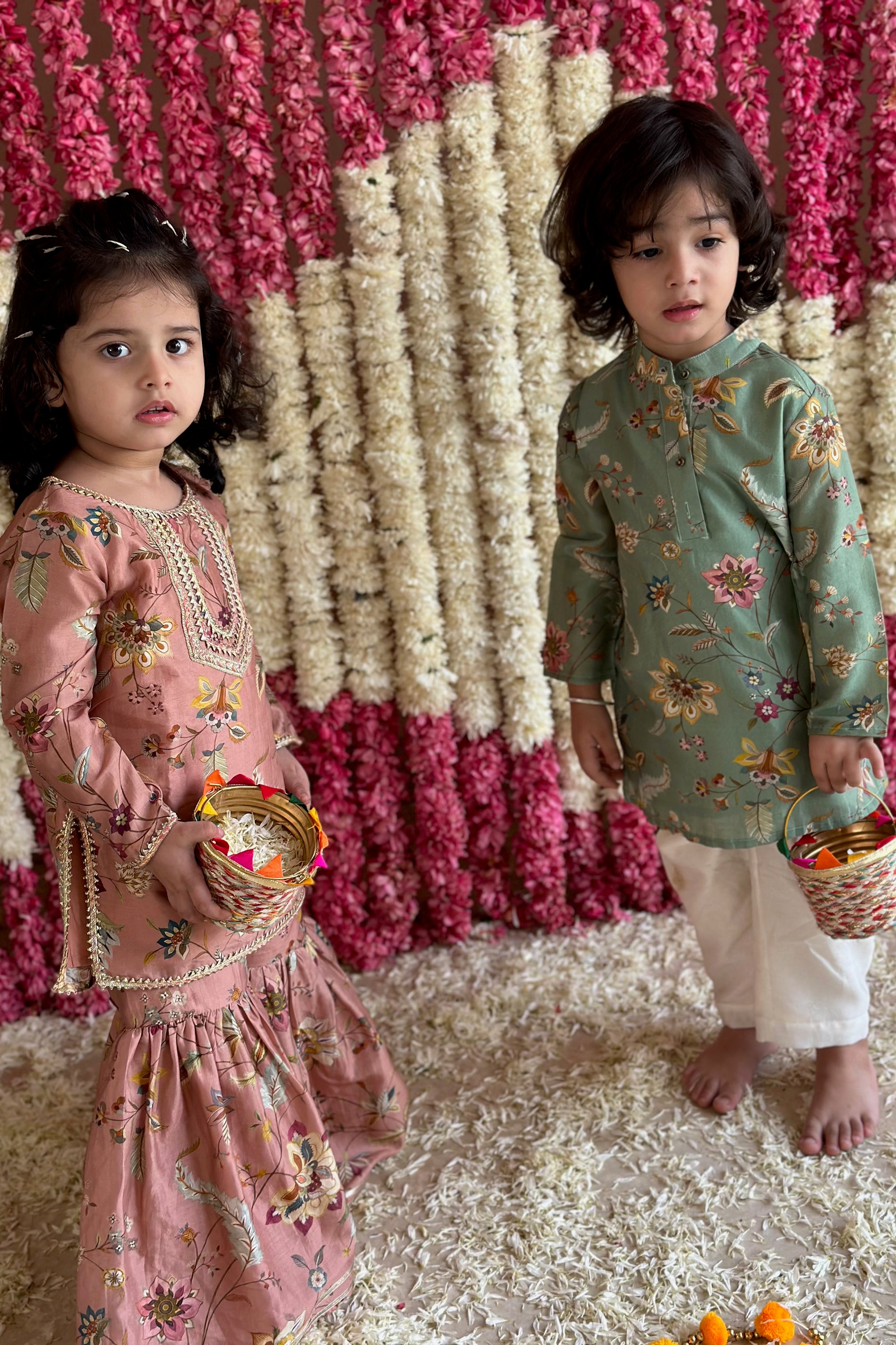 Vera Gharara Set - Blush Pink Sanobar Chintz