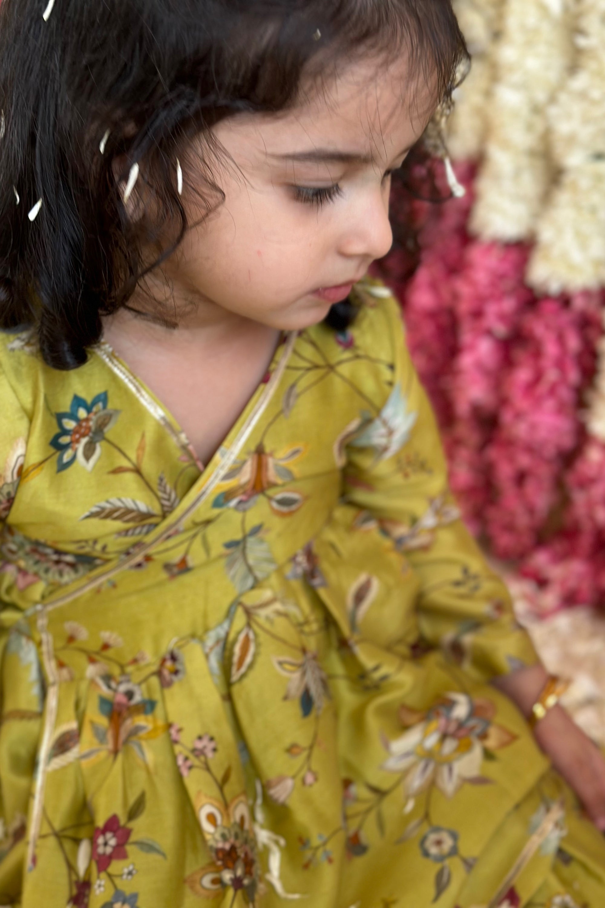 Namah Angrakha Sharara Set - Lime Green Sanobar Chintz