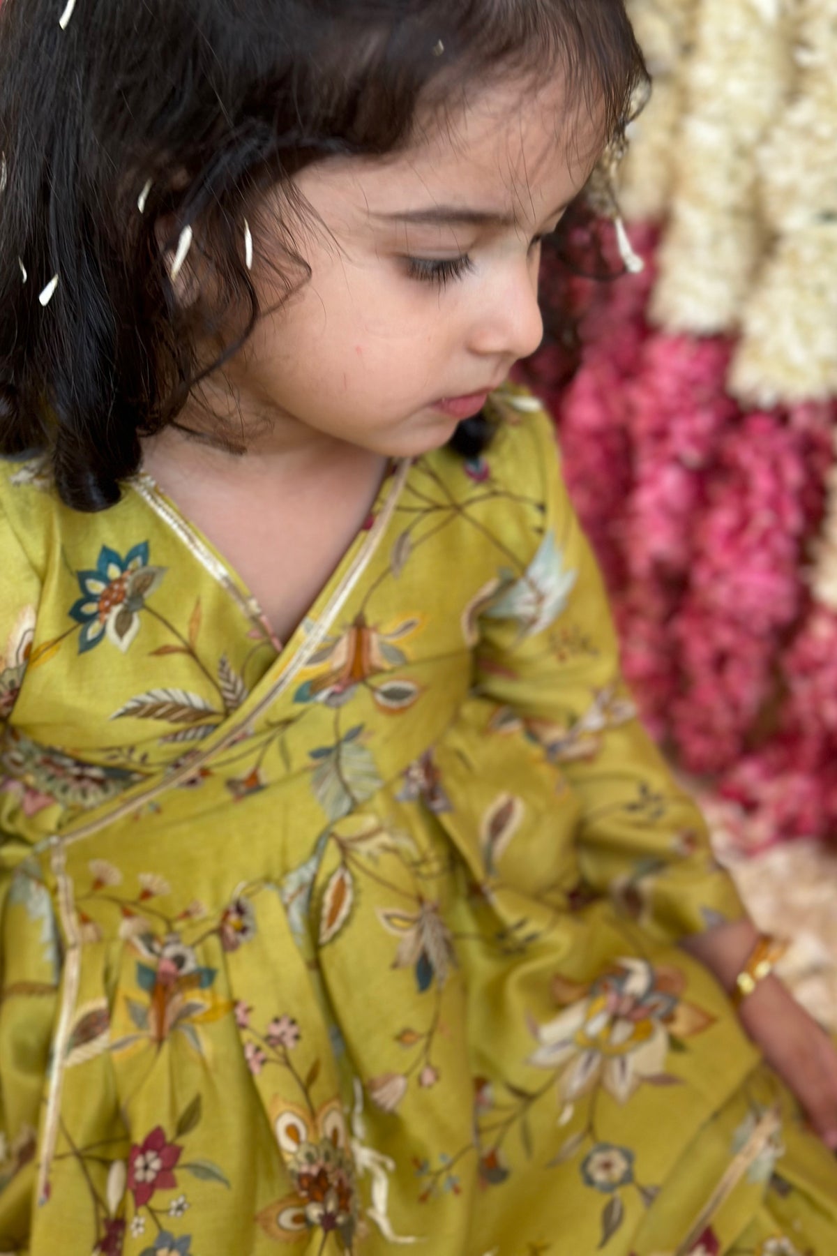 Namah Angrakha Sharara Set - Lime Green Sanobar Chintz