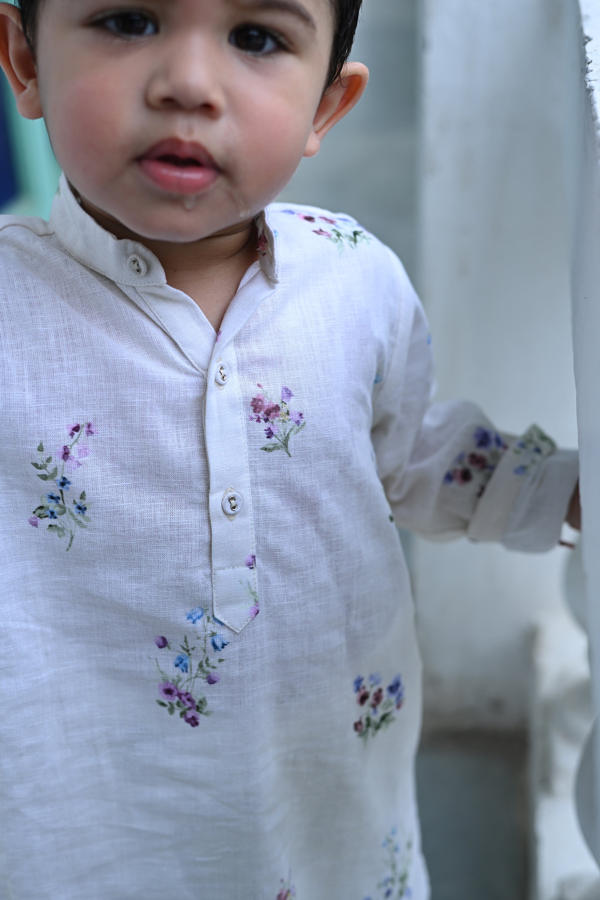 Aadir Kurta Set - White Phool Angan