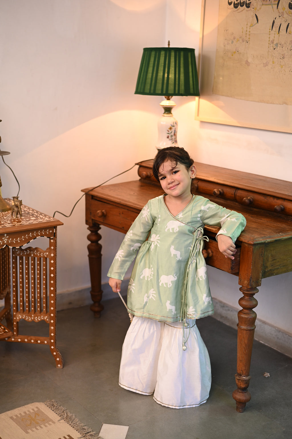 Asra Gharara Set - Mint Palm Serenade