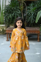 Reet Angrakha Sharara Set - Mustard Jungle Reverie