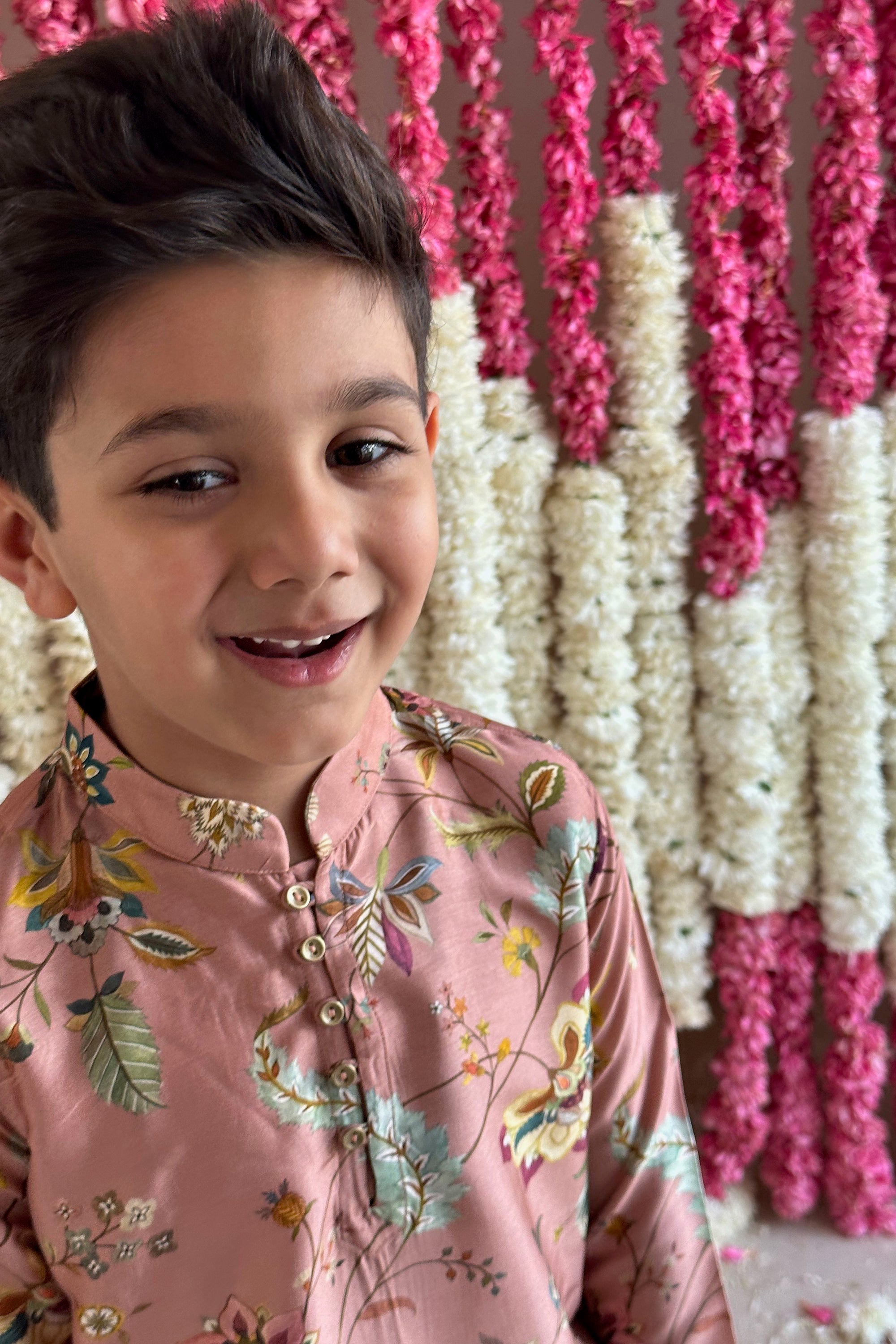 Miraan Kurta and Pyjama Set - Blush Pink Chintz