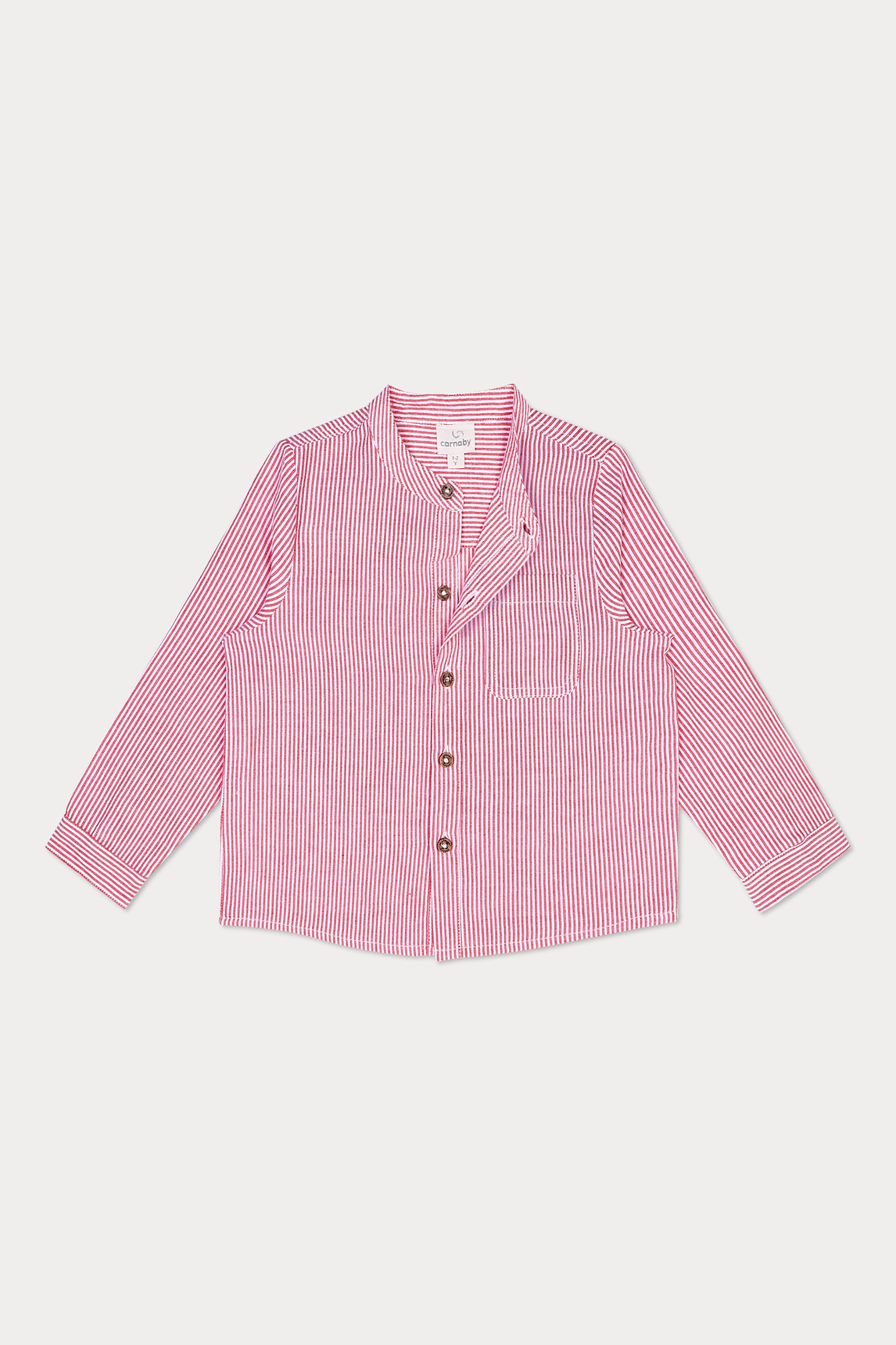 Oscar Linen Shirt- Red Stripe