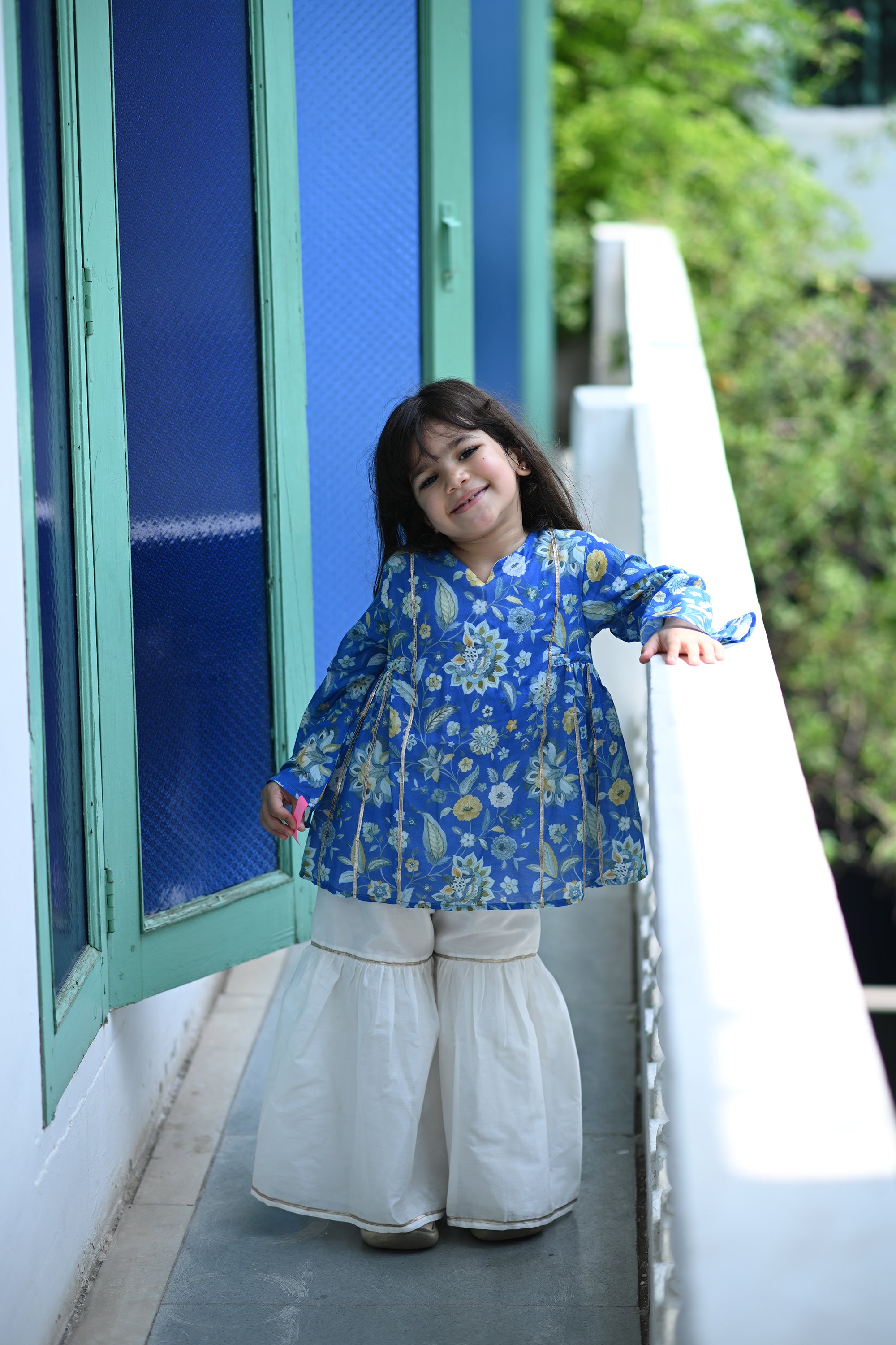 Tara Gharara Set - Royal Blue Farah Bagh