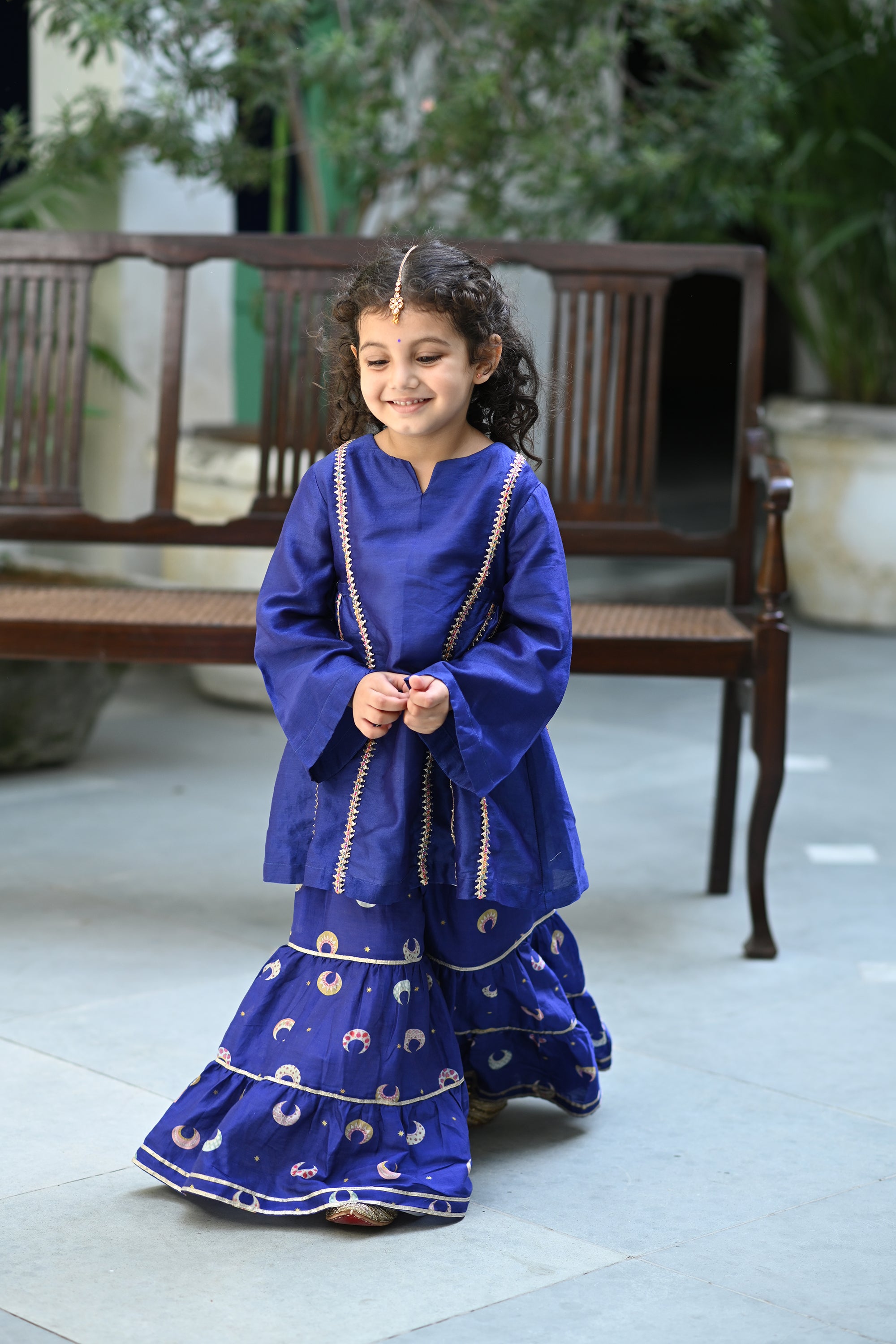 Naintara Gharara set - Royal Blue Chand