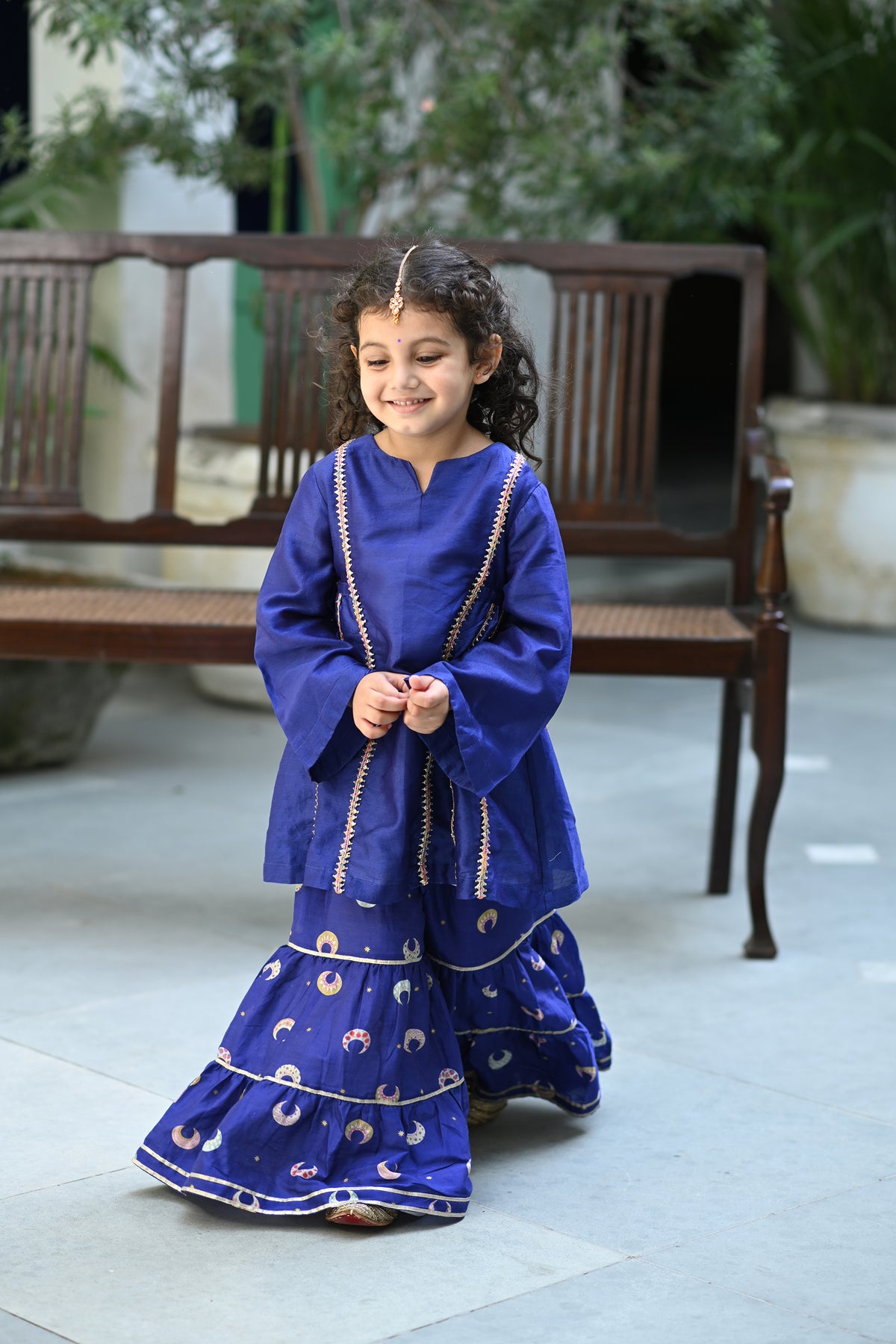 Naintara Gharara set - Royal Blue Chand